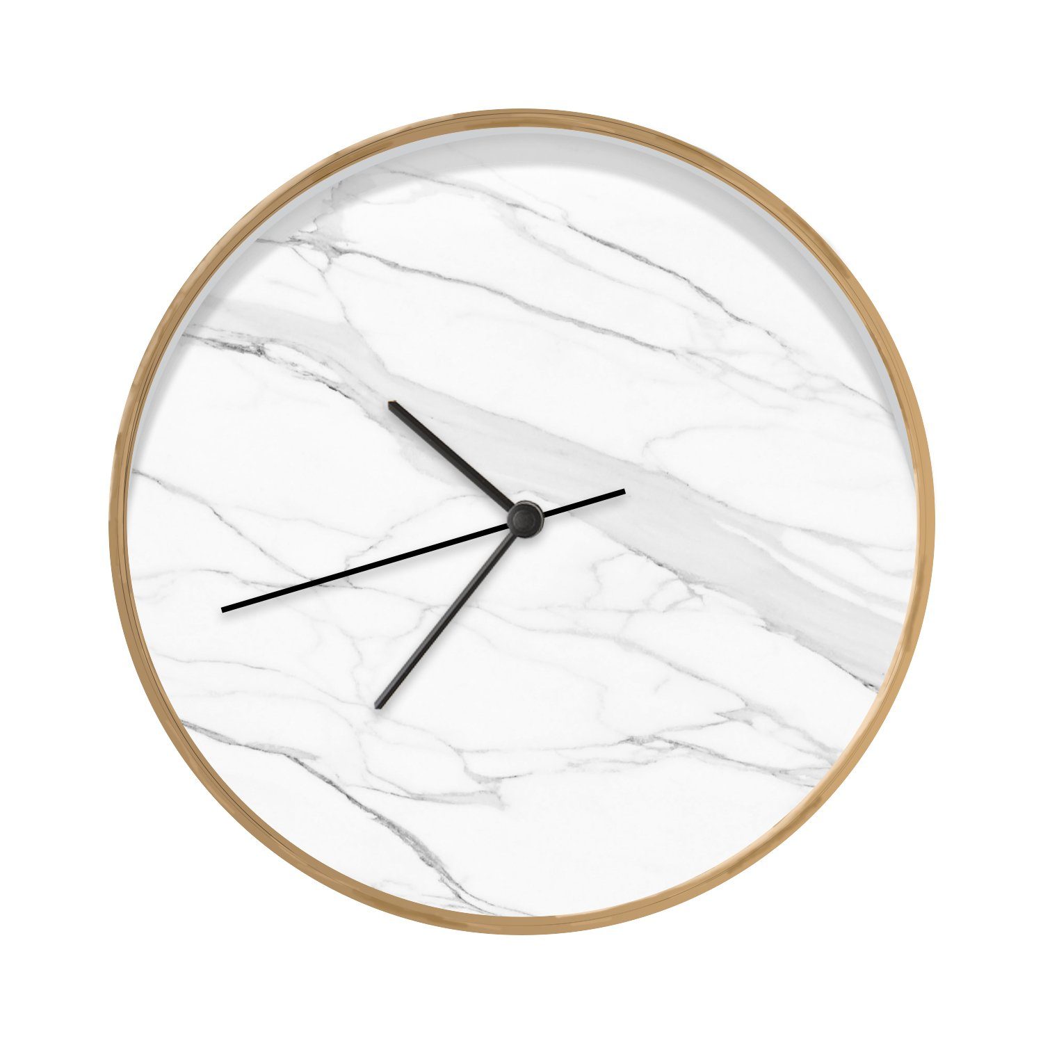 MuchoWow Wanduhr Marmor - Weiß - Linie - Muster - Luxus - Marmoroptik  (Uhrwerk, Wohnzimmer, Küchenuhr, Wanddekoration, Modern, Holz)