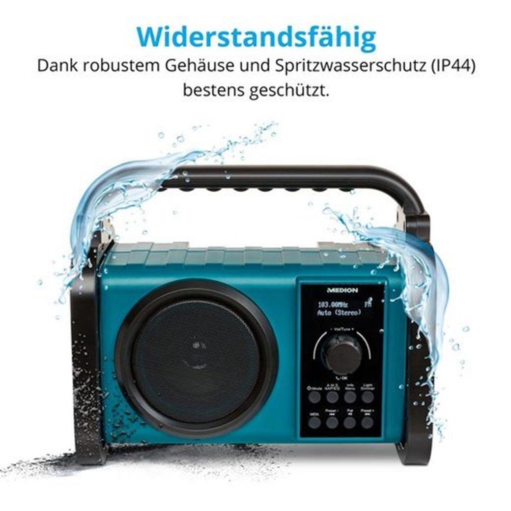 Medion® Baustellenradio MEDION® LIFE® E66877 (MD43877) Baustellenradio Baustellenradio (Digitalradio (DAB), AM/FM, MW/UKW, 5 W)
