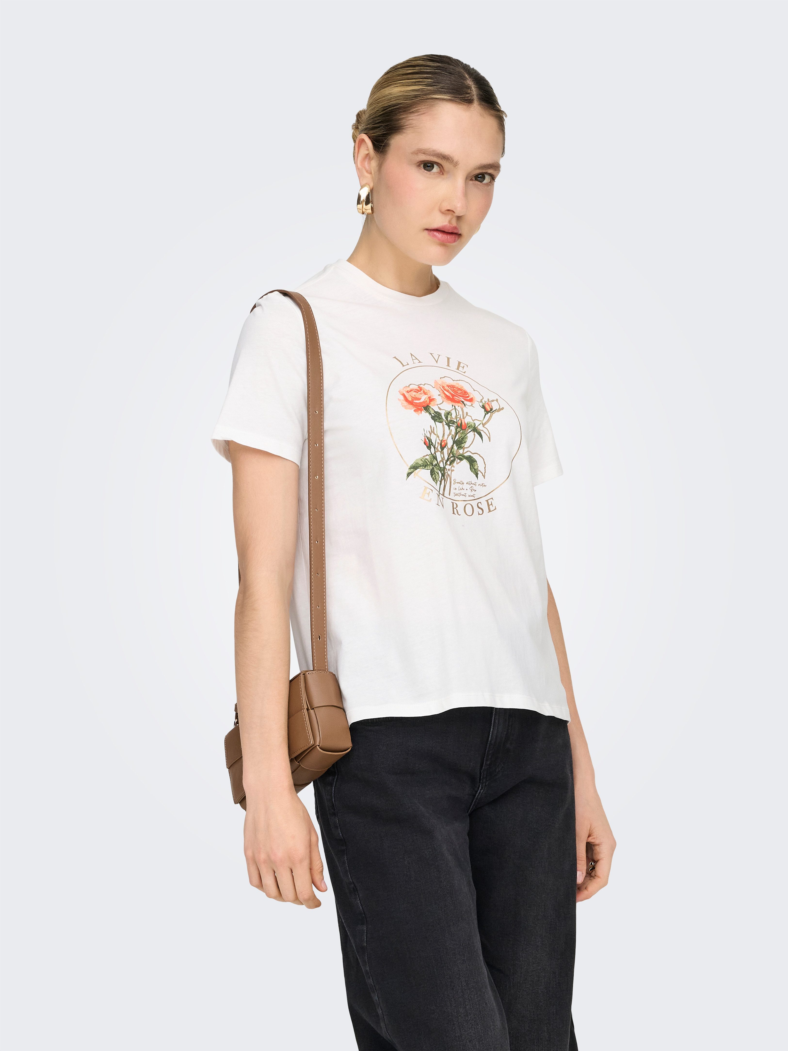ONLY Kurzarmshirt ONLAMBERDINE S/S PRINT TOP BOX JRS Baumwolle, regular fit, Rundhals