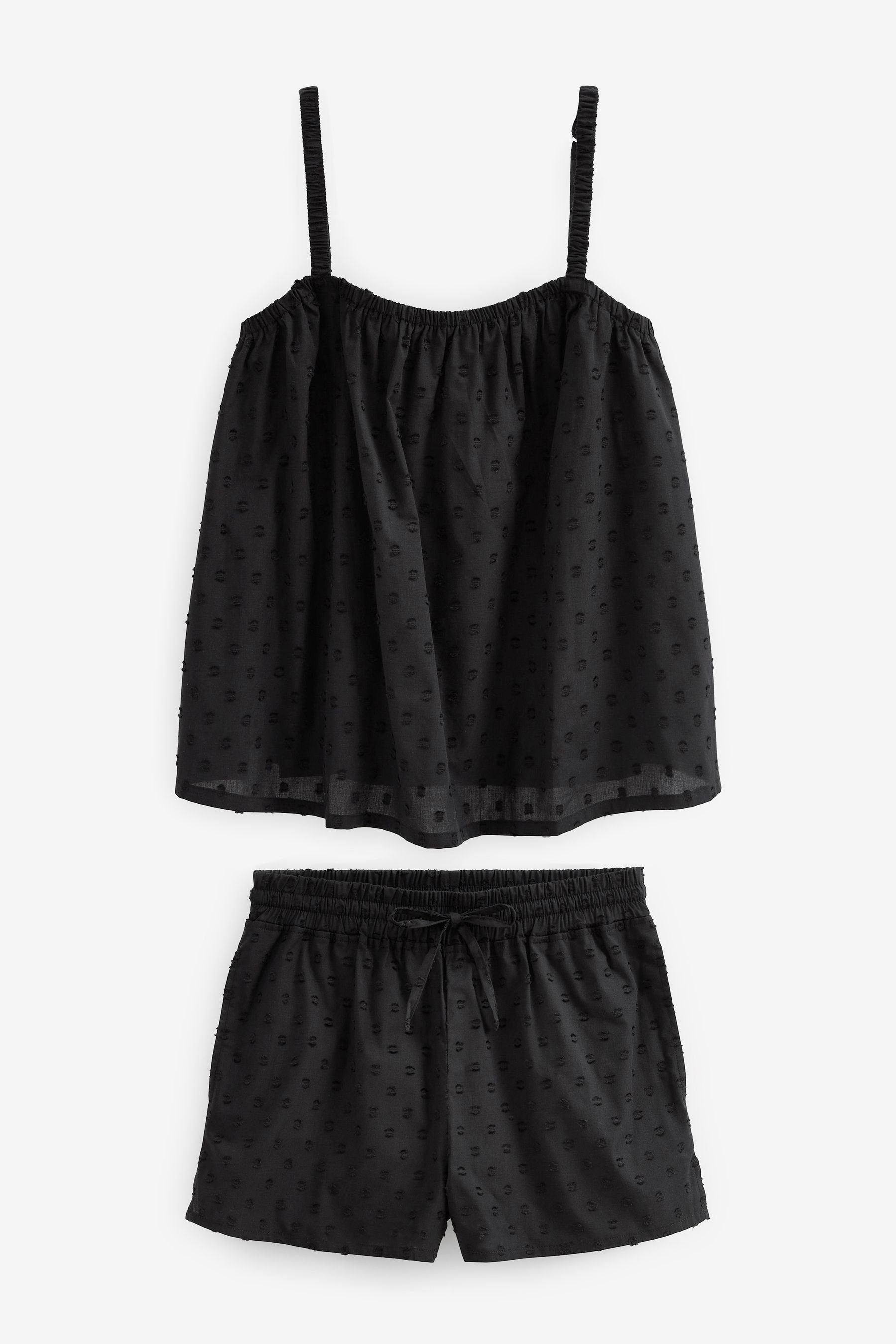 (2 mit und Black Next tlg) Trägertop Baumwoll-Schlafanzug Pyjama Shorts
