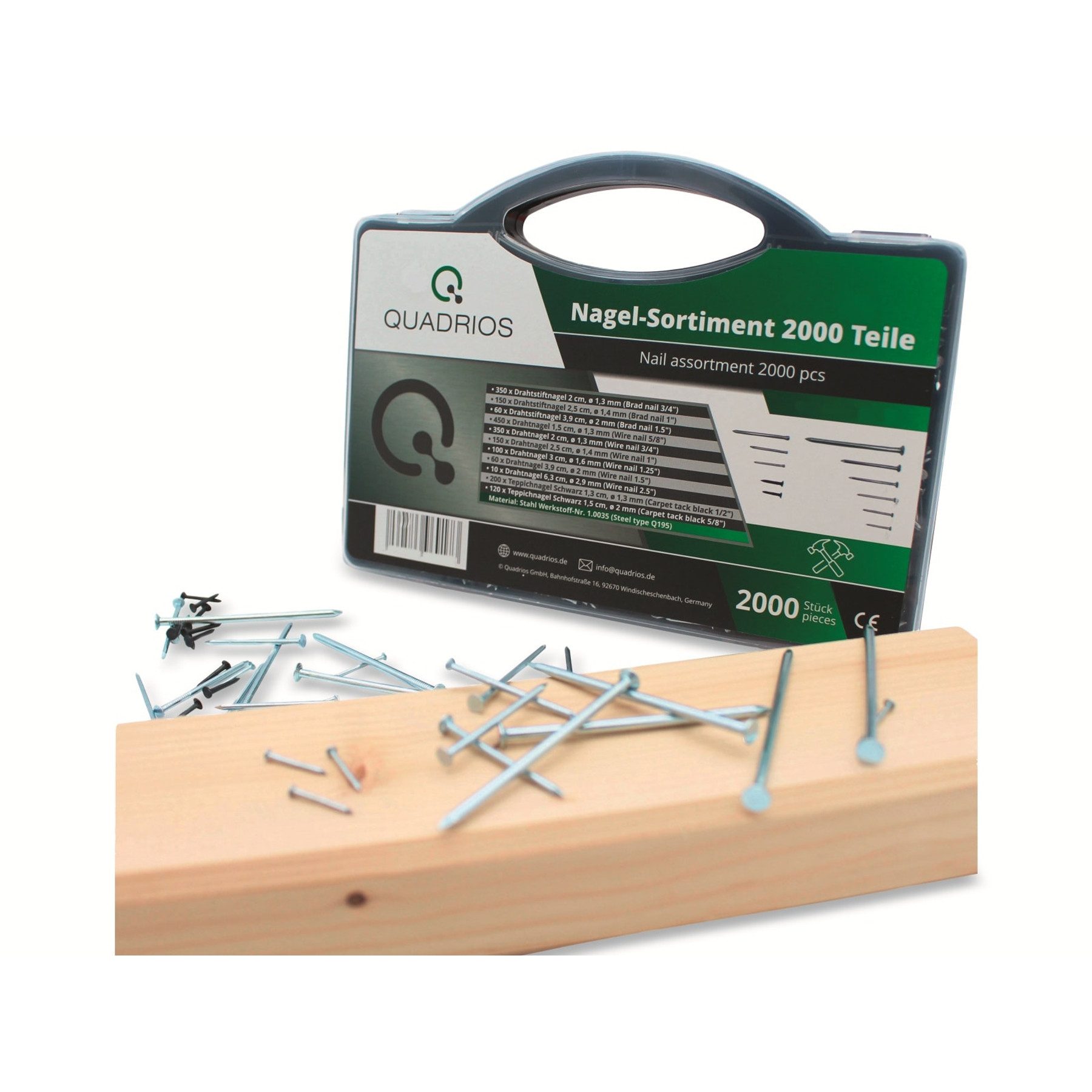 Quadrios Nagel QUADRIOS Nagel- Set 2103SA044, 195 Mpa, 430 N/qmm, 2000 Stück