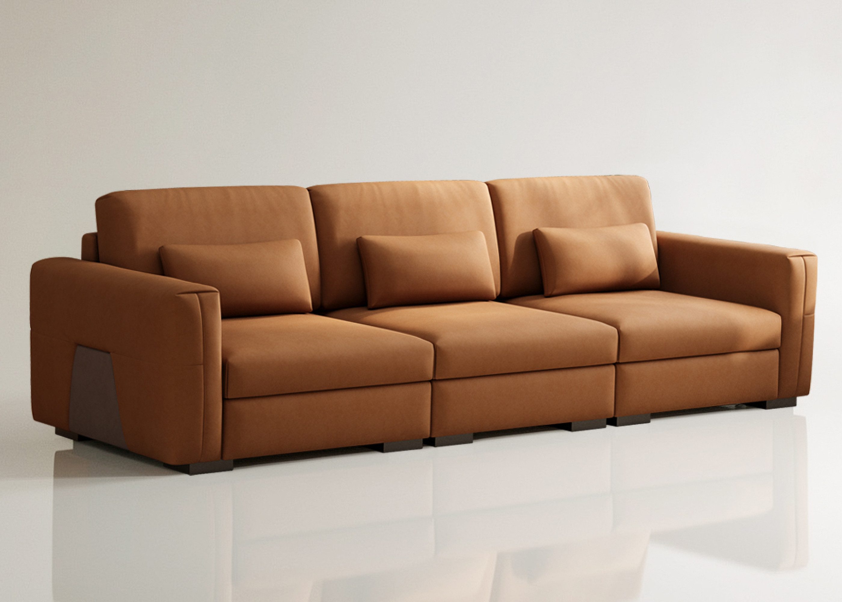 oleyluckidea Big-Sofa Lederoptik 3 Sitzer Sofa weich gepolstert mit Armlehnen modern, Set