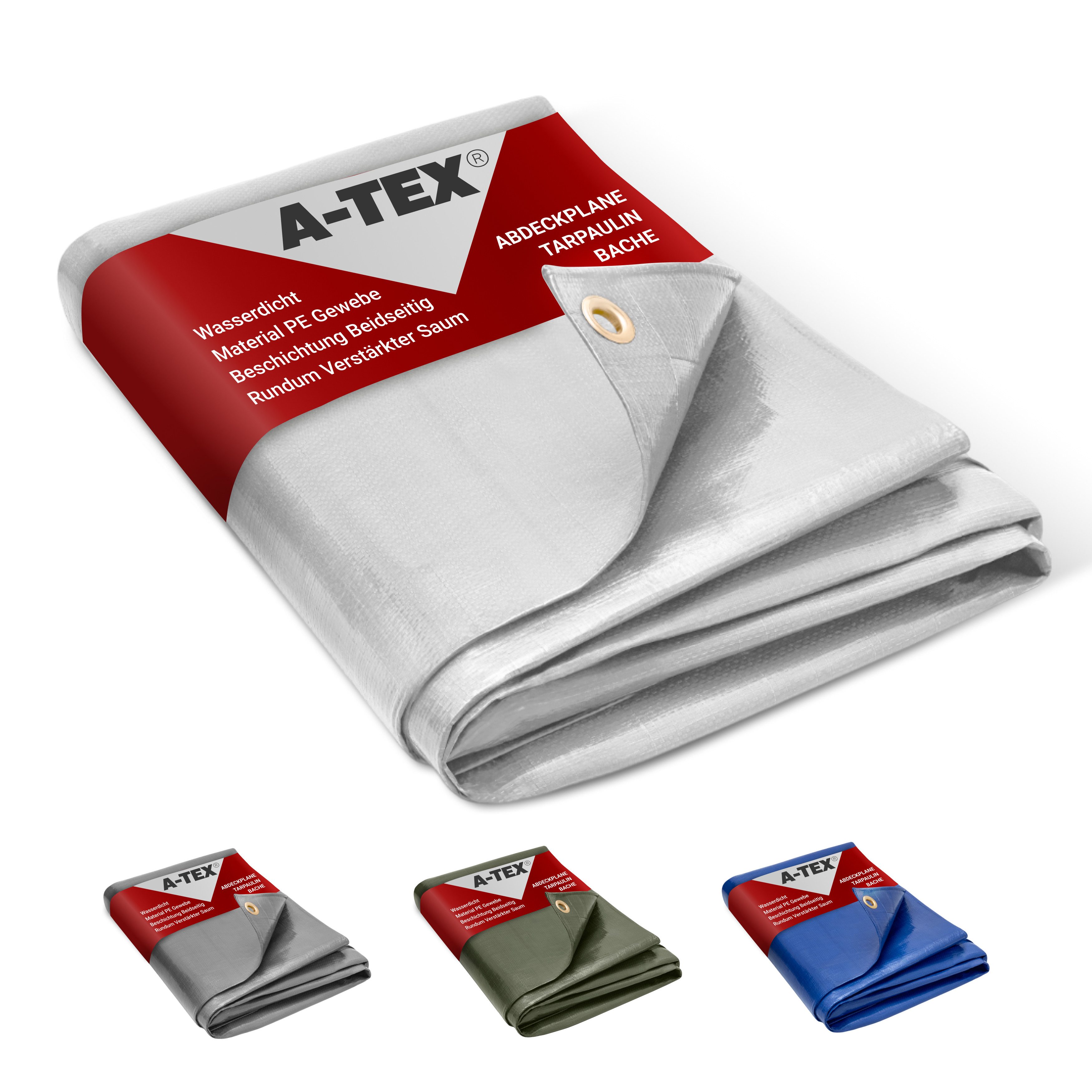 A-TEX® Schutzplane Abdeckplane Gewebeplane Plane mit Ösen 260 g/qm weiß 2 x 3 m