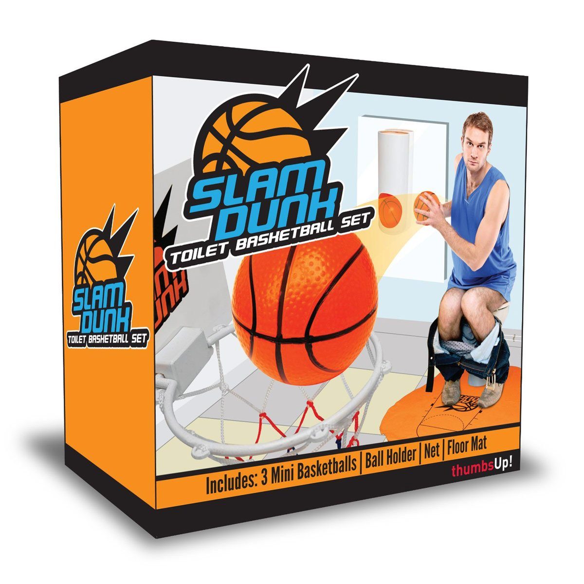 Goods+Gadgets Spielball Mini WC Basketball Set – Badezimmer Basketballkorb mit Saugnäpfen (Basketballkorb & Bälle), für Klo & WC und Badezimmer