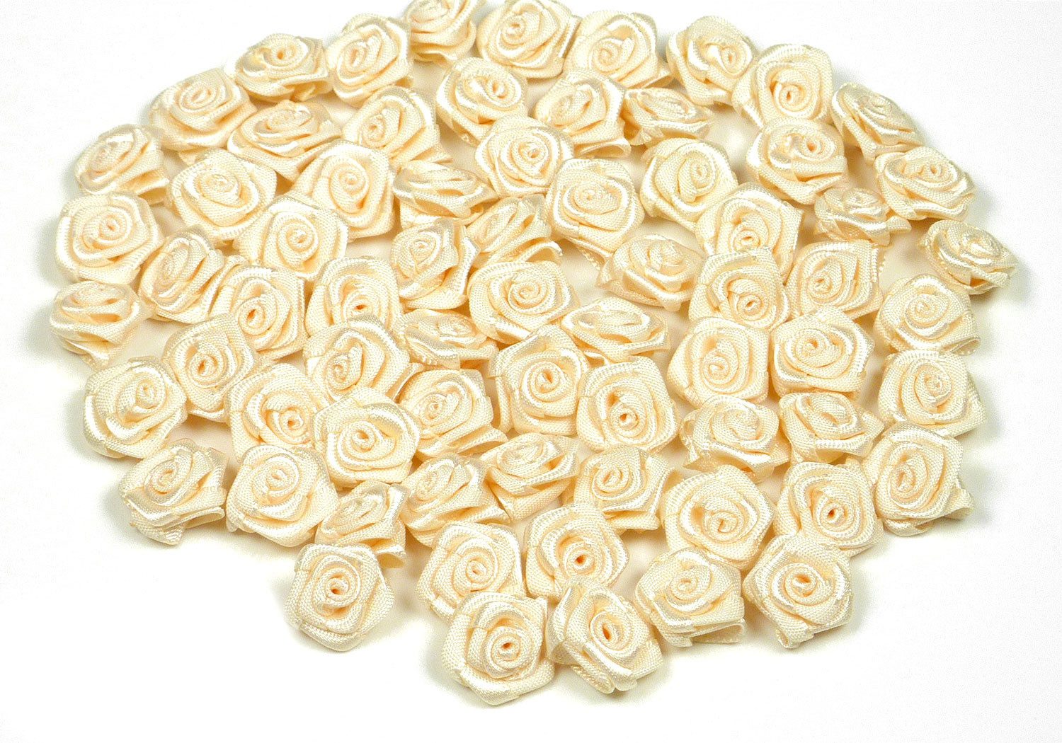 Creativery Streudeko, Satinrosen 15mm zum Basteln & Aufnähen 100 Stück