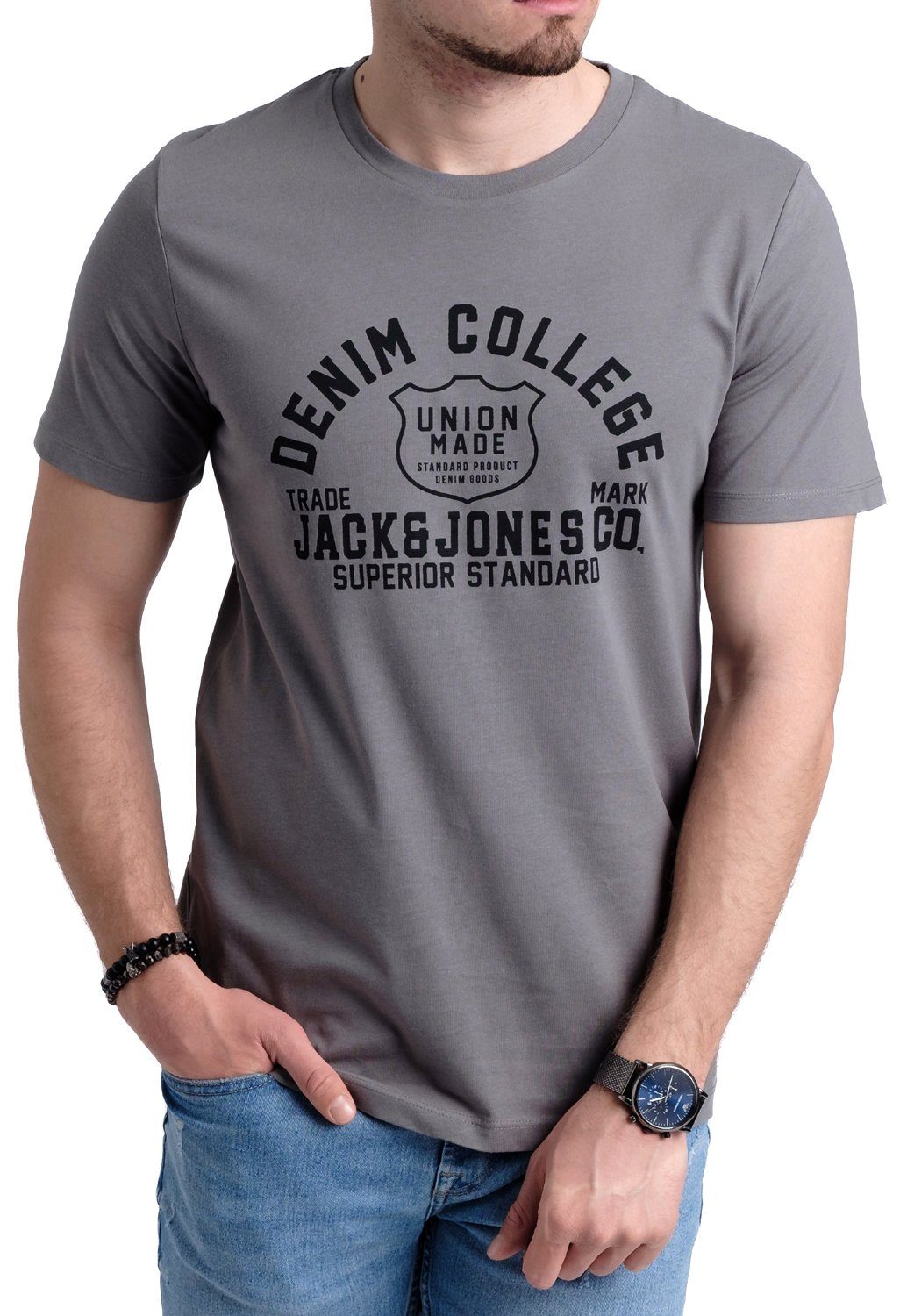 Jack & Jones Mix Print-Shirt mit Set, 5er-Pack) (Spar 4 OPT Aufdruck aus Baumwolle T-Shirts 5er