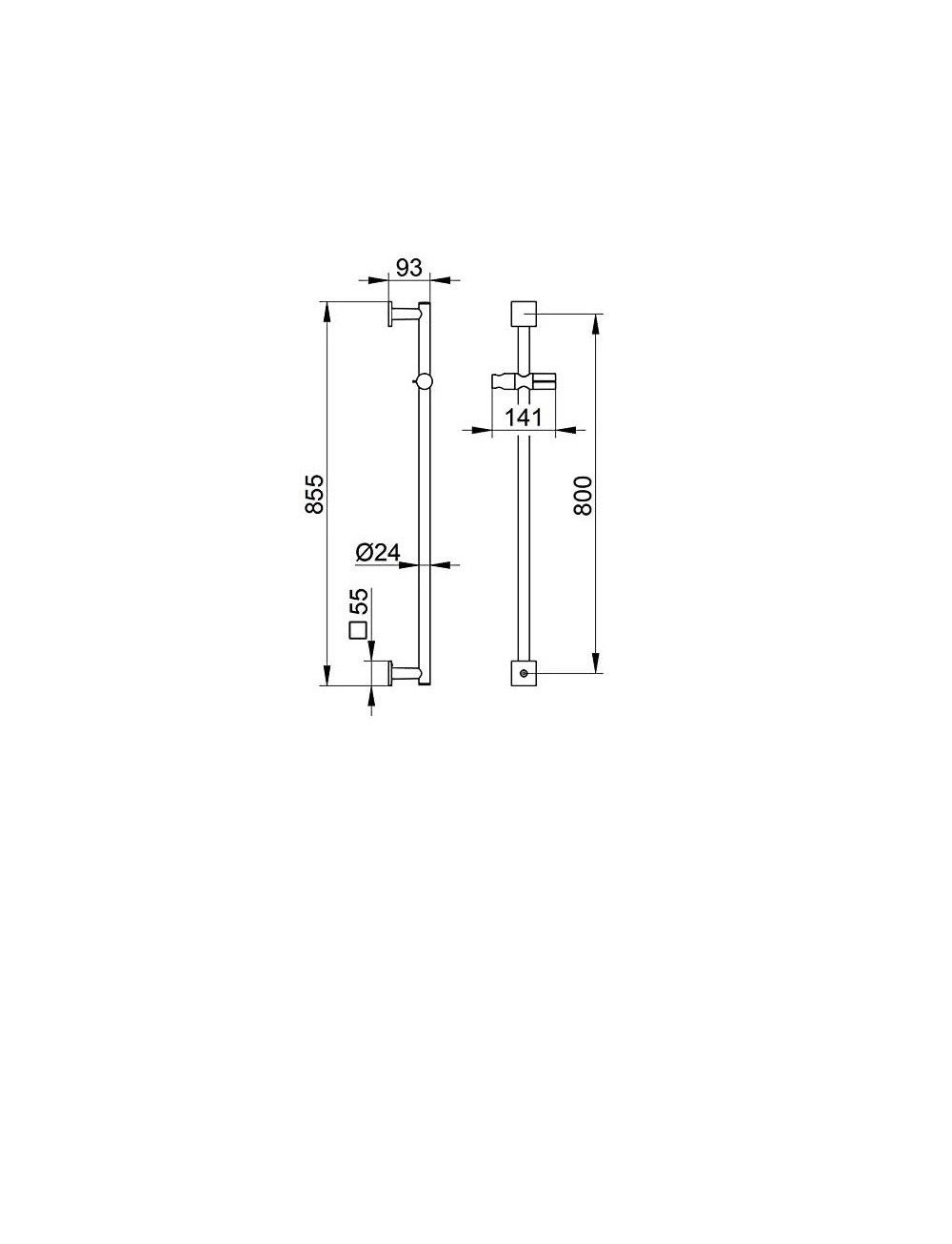 Keuco Stangenbrause-Set IXMO, Höhe 85.50 cm, Brause-Stange verchromt, 85,5 cm lang, verstellbar, eckige Rosetten