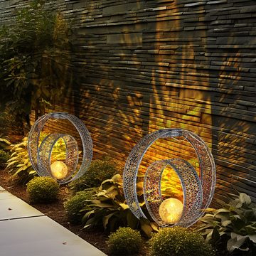 Globo LED Solarleuchte, LED-Leuchtmittel fest verbaut, Warmweiß, Solarlampe orientalische Kugel Dekoleuchte