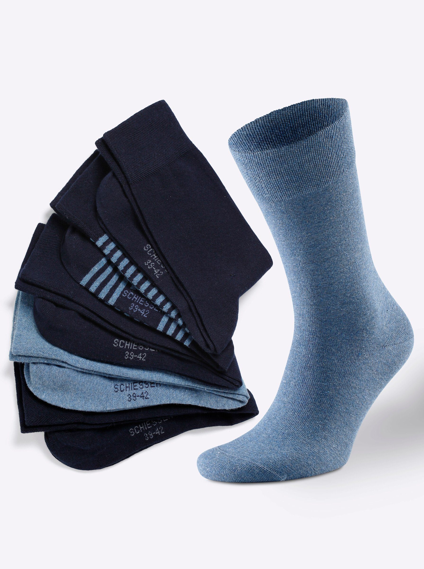 Schiesser Freizeitsocken (5-Paar) Blau/Gestreift