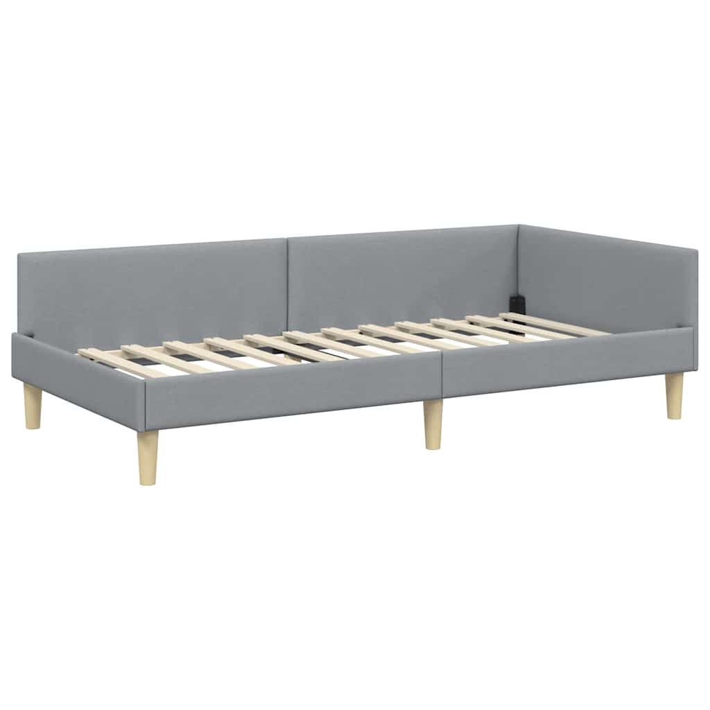 vidaXL Bett Eckbettgestell mit Kopfteil Hellgrau 90 x 190 cm Stoff (1-tlg) günstig online kaufen