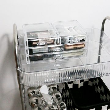 Aoucheni Make-Up Organizer Mehrschichtige sortierbare Acryl-Lagerung, 4 Schubladen, Synthese,Kombination, Lagerung, 1-tlg., Gewicht des Artikels1.5kg Merkmale stapelbar, Einfachheit;das Auge erfreuen;Schaukasten-Schmuck;