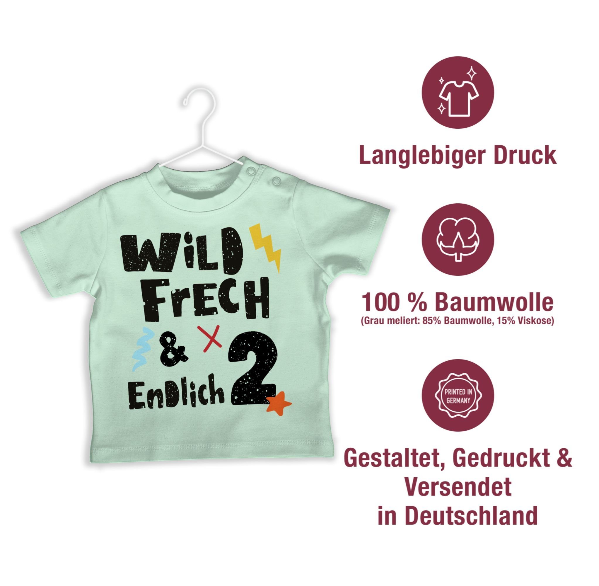 Shirtracer T-Shirt Wild frech und endlich 2 - Wunderbar zwei Jahre 2. Geburtstag