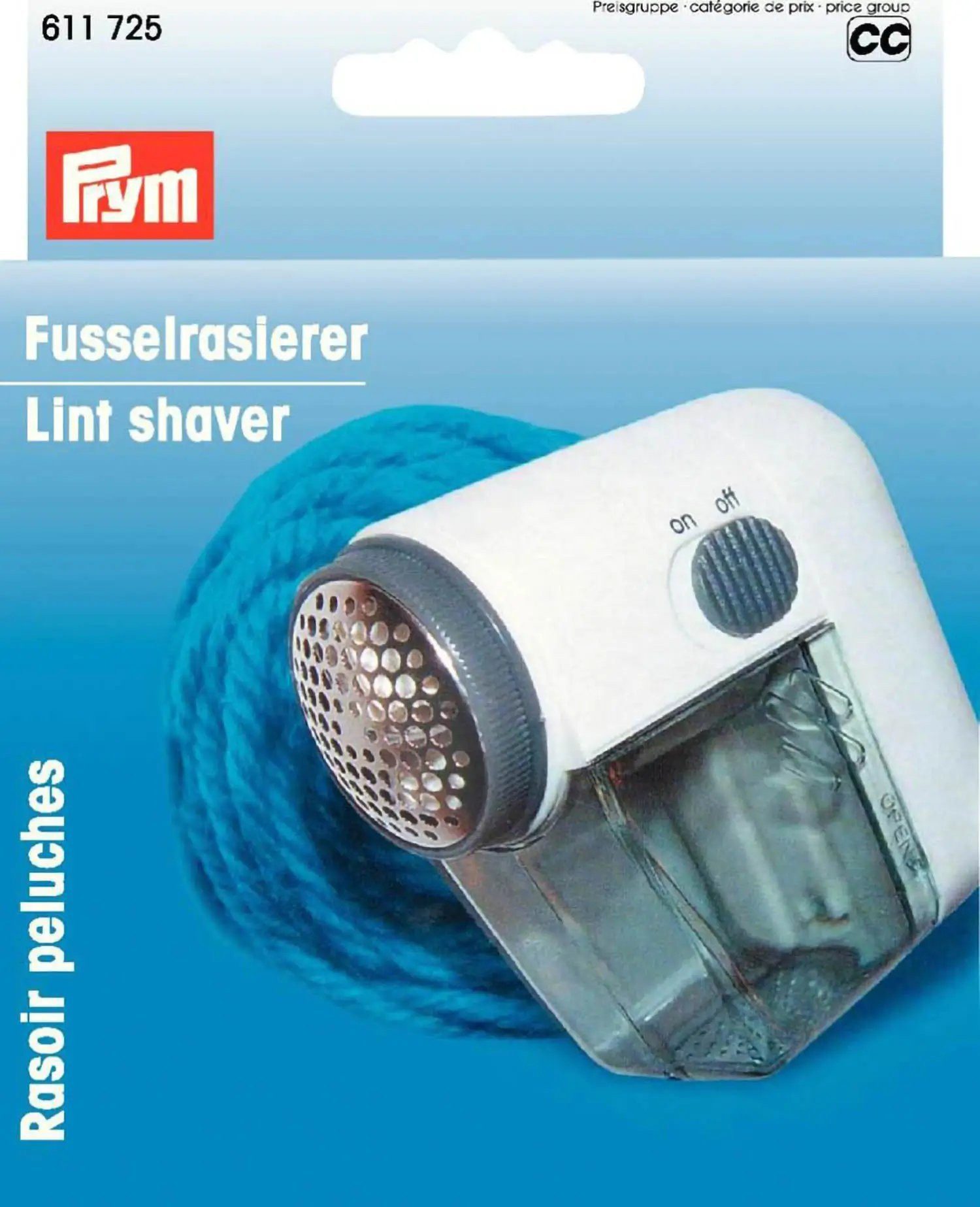 Stofferia Stoff Fusselrasierer Mini taubengrau/pflaumenblau mit Batterien, Meterware