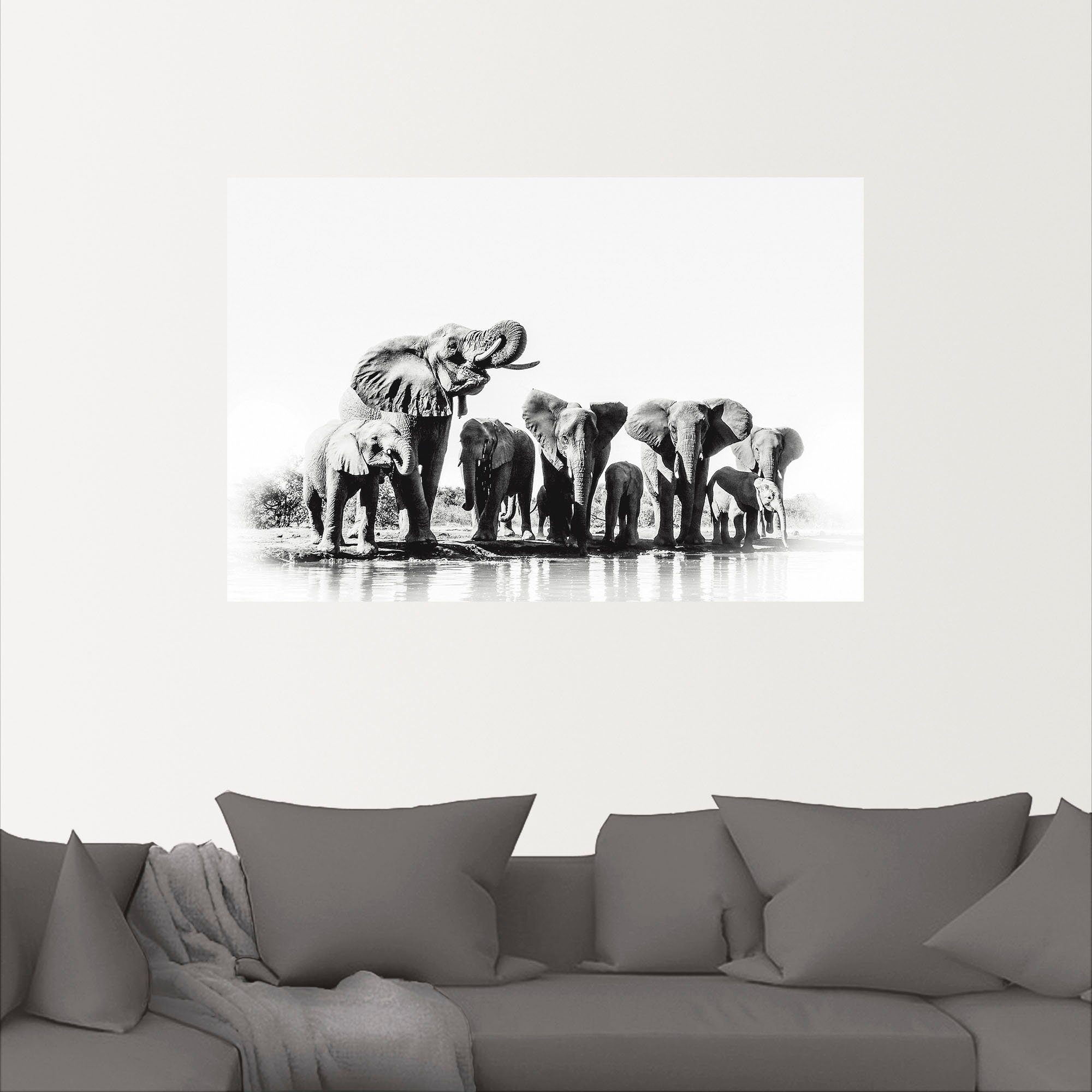 Artland Wandbild »Elefanten am Wasserloch«, Elefanten Bilder (1 Stück), in vielen Größen & Produktarten - Alubild / Outdoorbild für den Außenbereich, Leinwandbild, Poster, Wandaufkleber / Wandtattoo auch für Badezimmer geeignet-kaufen