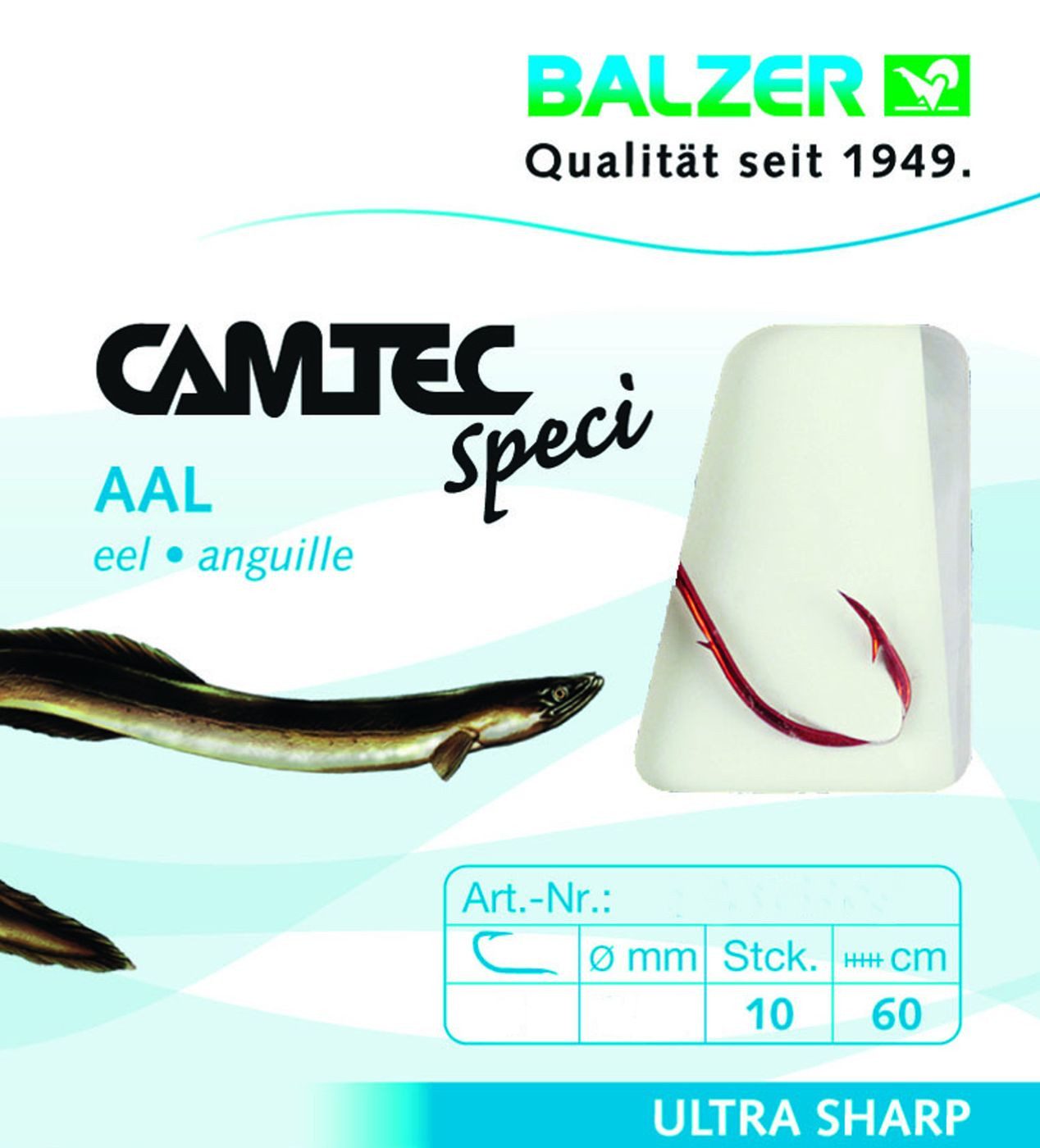 Balzer Aalhaken Balzer Camtec Aalhaken 60cm rot - 10 gebundene Angelhaken