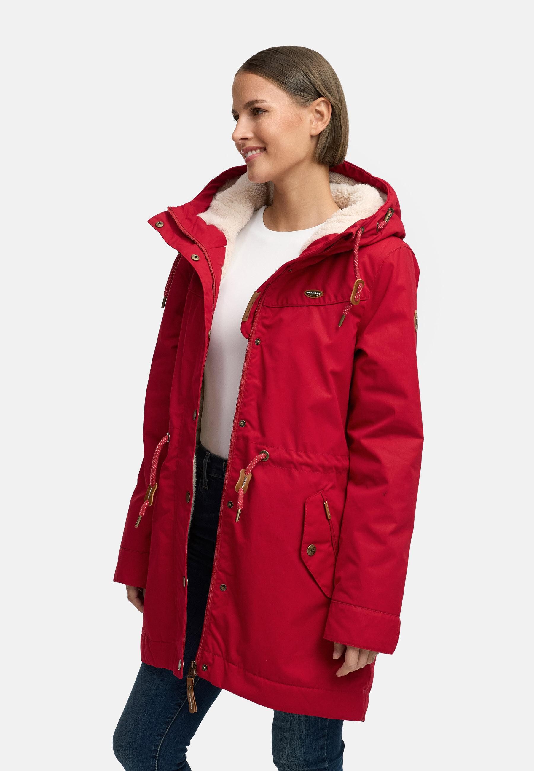 Ragwear Winterjacke YM-Canny stylischer Damen Kurzmantel Parka mit Kapuze