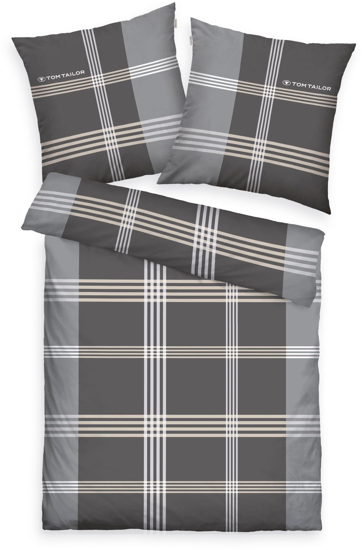TOM TAILOR HOME Bettwäsche Ole, Biber, 3 teilig, karierte Bettwäsche aus Ba günstig online kaufen