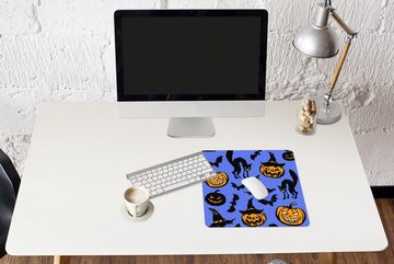 MuchoWow Gaming Mauspad Halloween - Katze - Hexe (1-St), Mousepad mit Rutschfester Unterseite, Gaming, 40x40 cm, XXL, Großes
