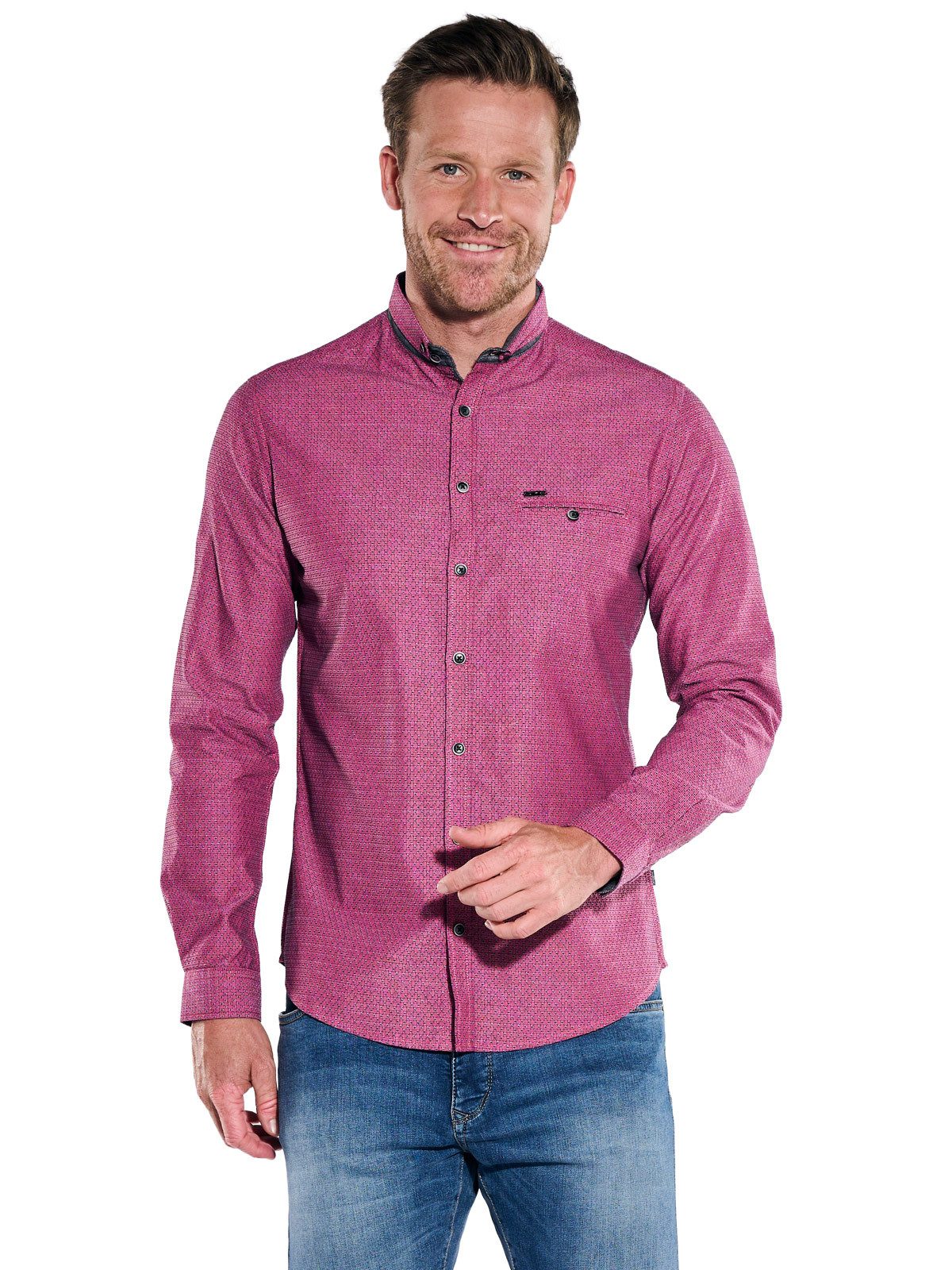 Engbers Langarmhemd Herren Hemd uni, Feuerrot