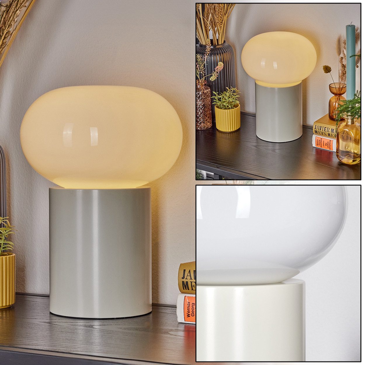 hofstein Tischleuchte moderne Nachttischlampe aus Metall/Glas günstig online kaufen