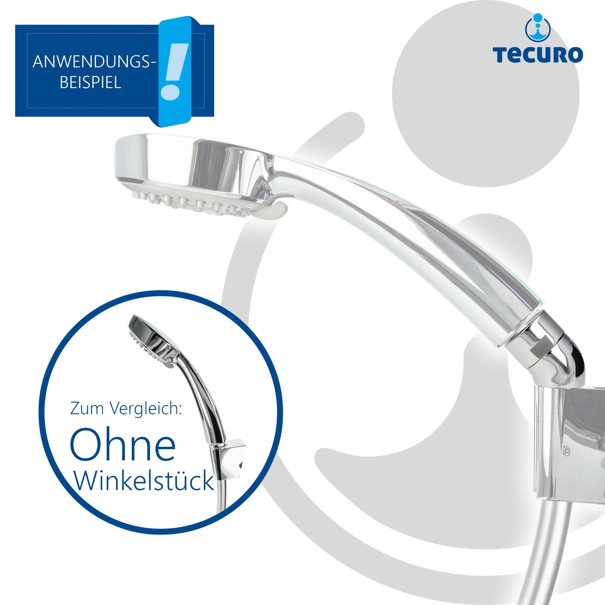 tecuro Duscharmatur Winkelstück für Handbrausen 1/2 x 45° Neigung - Messing-verchromt