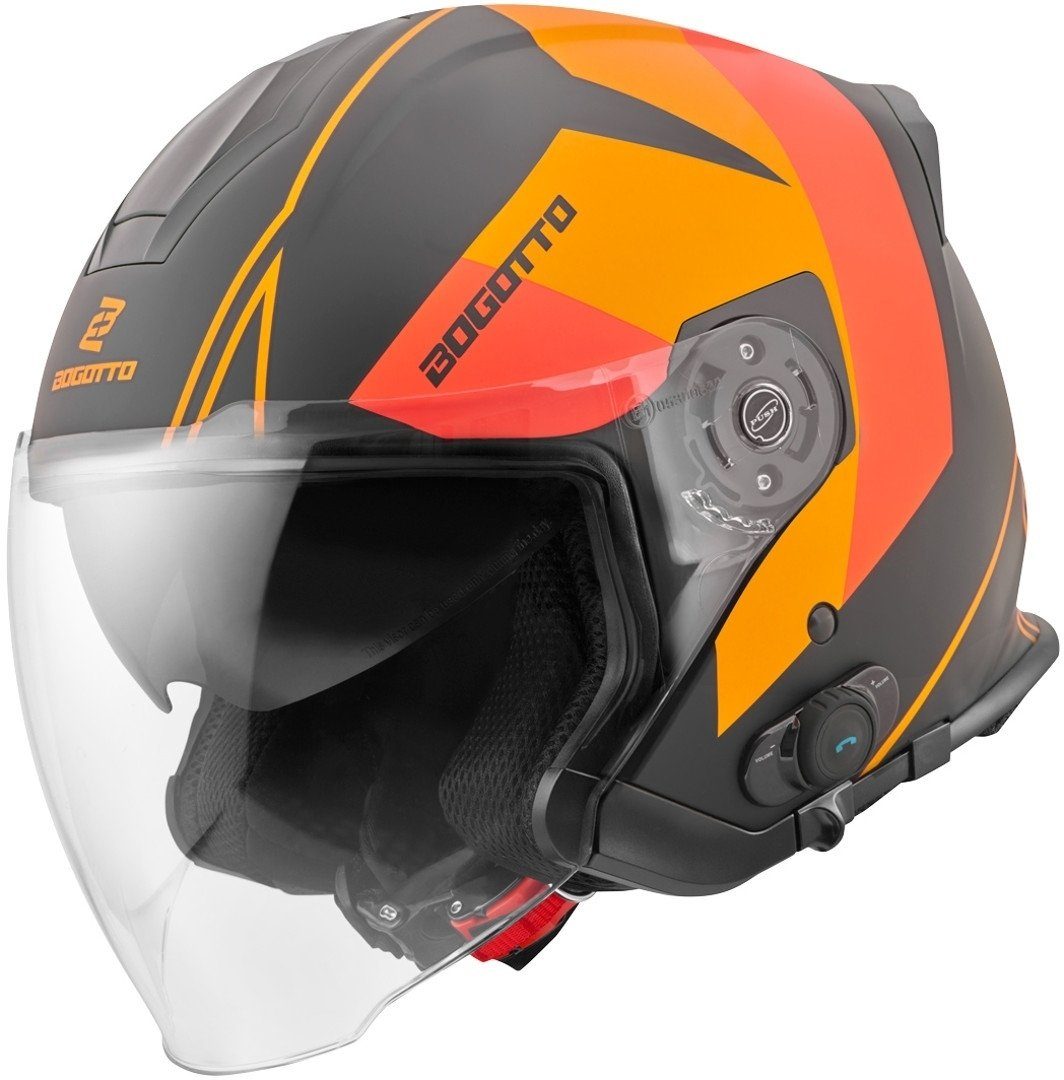 Bogotto Motorradhelm V586 Detri BT Jethelm, Integriertes Kommunikationssystem,integriertes Sonnenvisier