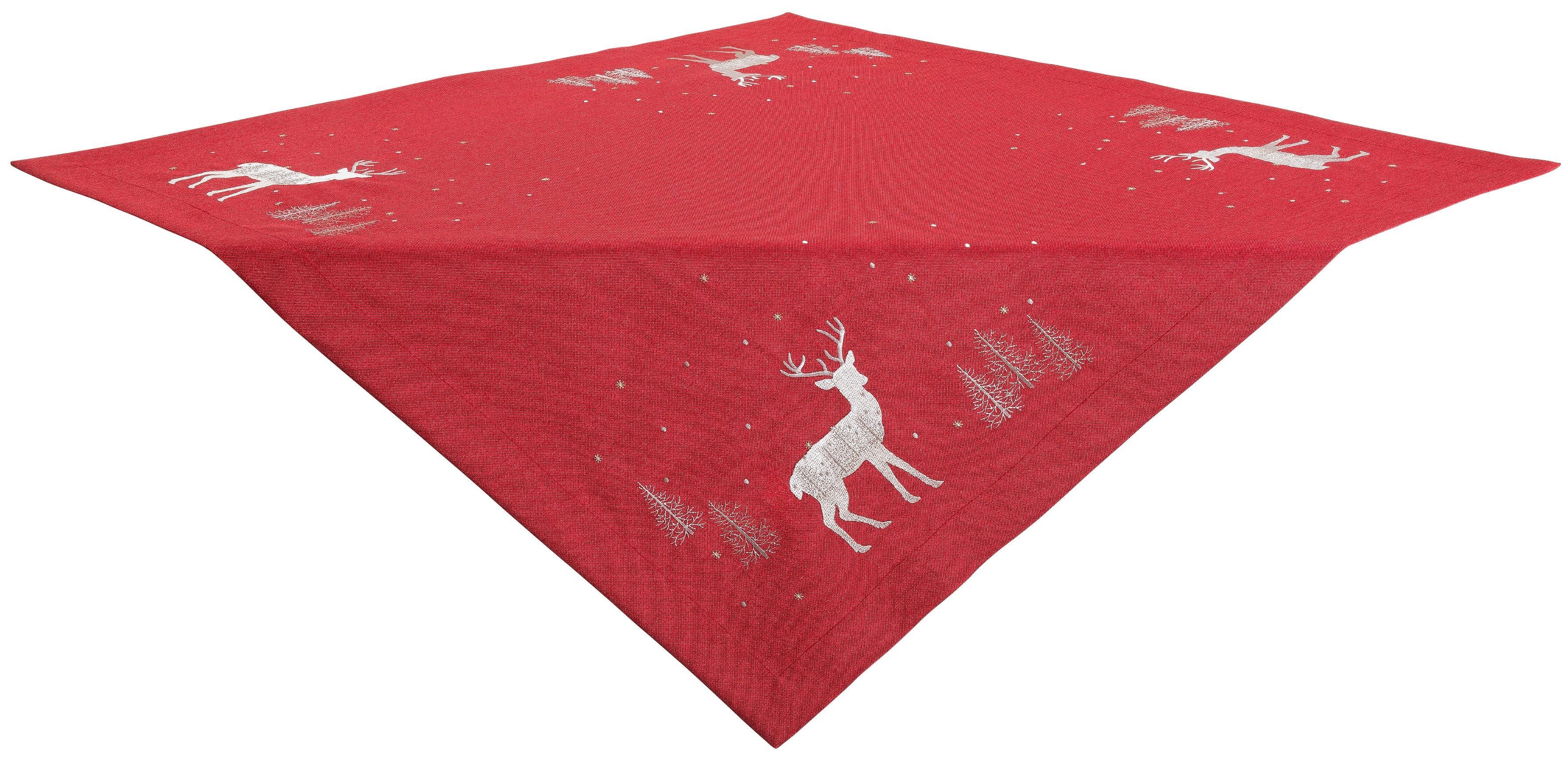 Dreams Mitteldecke Hirsch, Weihnachtsdeko rot (1-tlg)