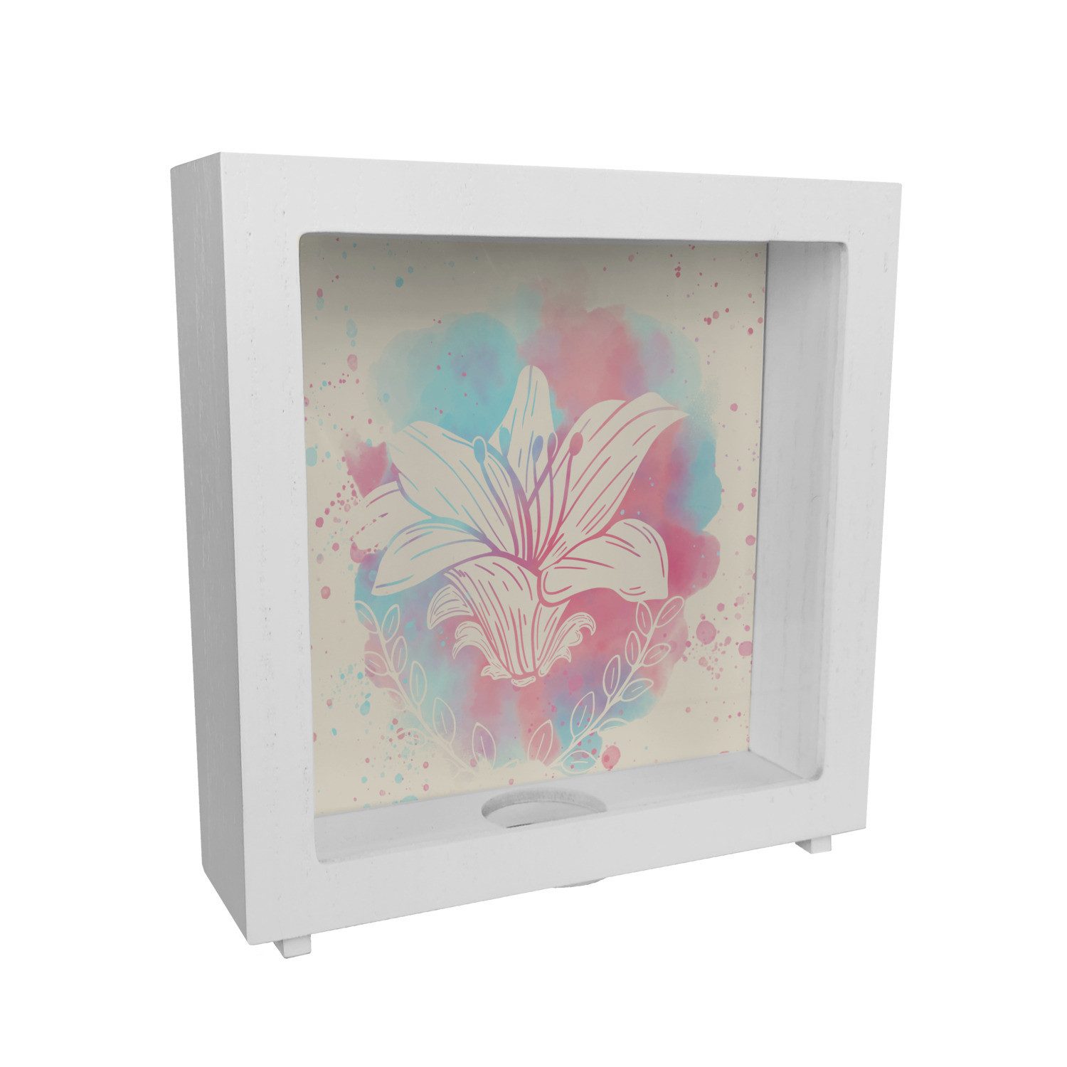 Spardose Rahmen Spardose aus Holz mit Blumenmotiv in Wasserfarbenoptik