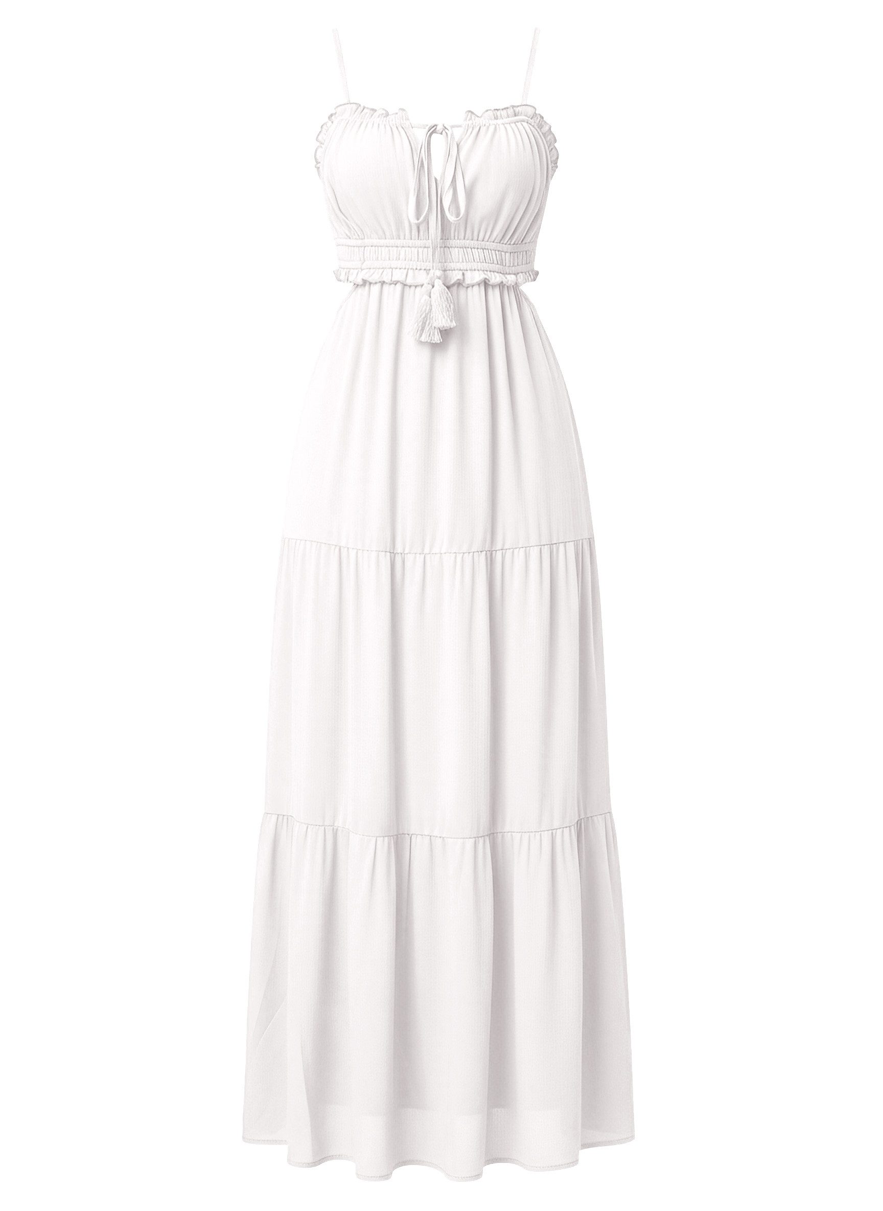 Imily Bela Maxikleid Damen Strand mit Rüschen Bänder ärmellos Boho Sommer Urlaub (Packung, 1-tlg., 1per-Pack) in Unifarbe – Bild 5 von 5