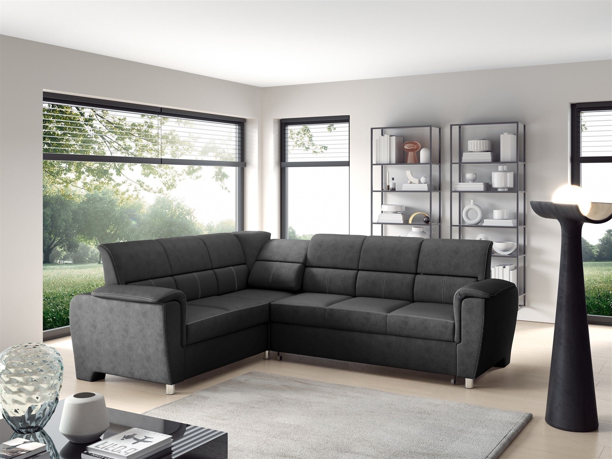 Fun Möbel Ecksofa Schlafsofa Sofa SALVADOR Stoff Texas, Bettkasten, mit Relaxfunktion