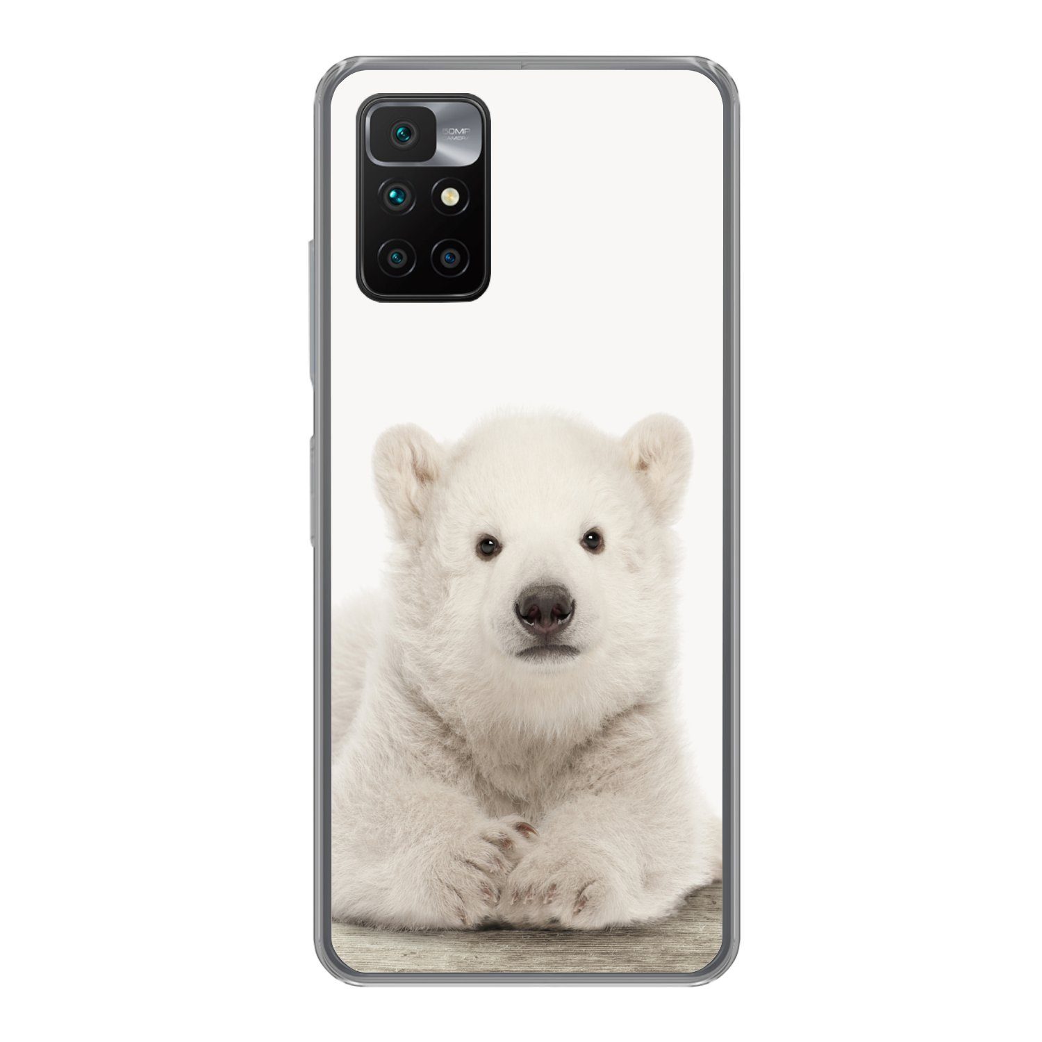 MuchoWow Handyhülle für Xiaomi Redmi 10 Eisbär - Tiere - Kinder - Weiß - Jungen - Mädchen, Phone Case, Silikon, Schutzhülle Dünn