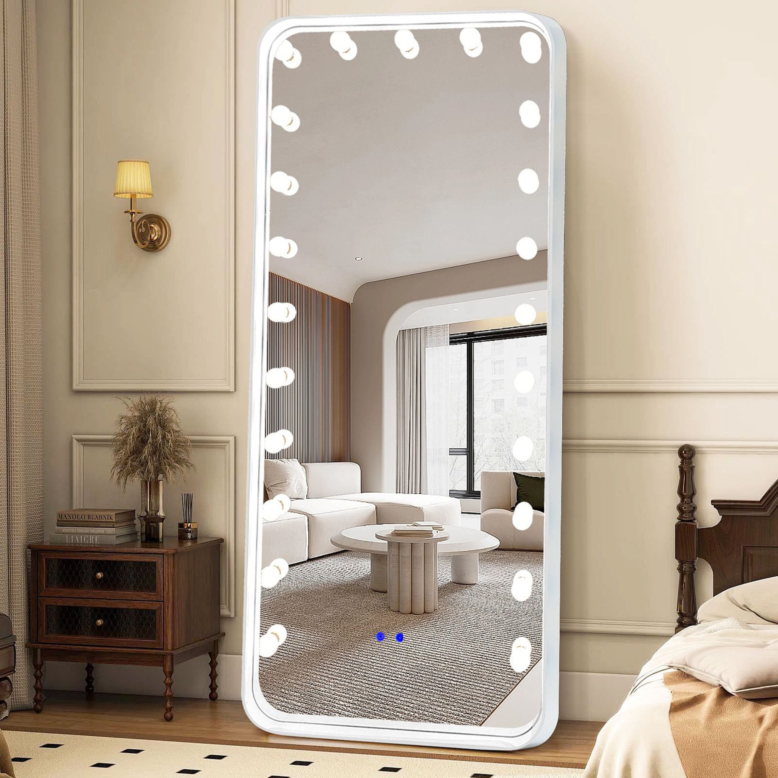 alesvelt Ganzkörperspiegel / Standspiegel 180x80cm mit LED-Beleuchtung und Bluetooth (1-Stück), 180x80cm, LED-Beleuchtung, Bluetooth