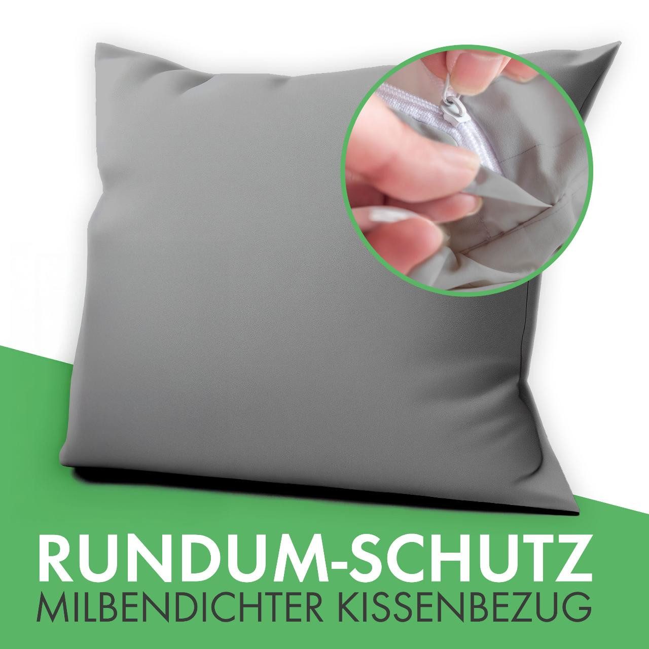 Welldora Kissenbezug für Allergiker, Milbenbezug Kissen, fachärztlich getestet, (1 Stück), Encasing gegen Milben & Bettwanzen ǀ Allergiker Bettwäsche – Bild 5 von 5