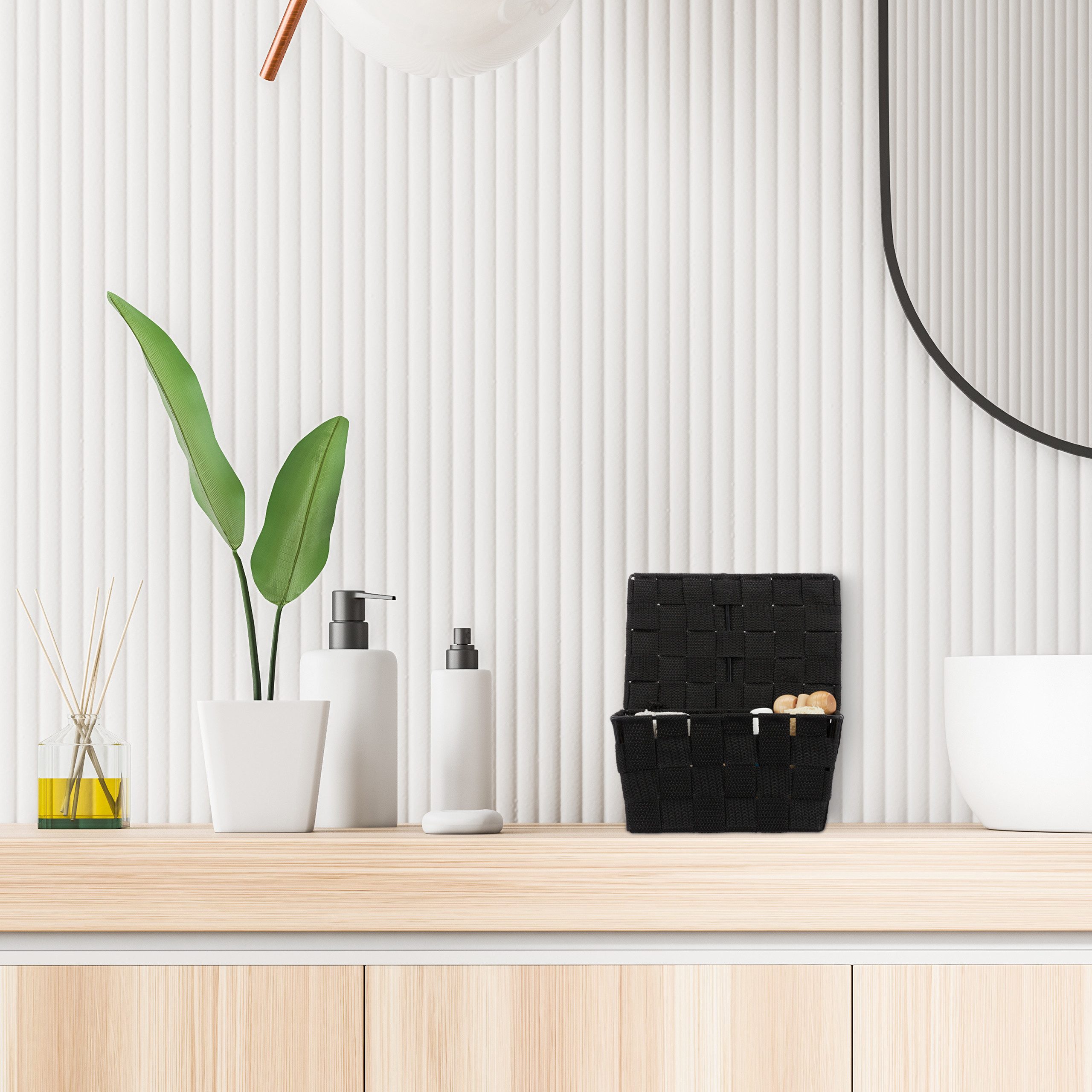 relaxdays Aufbewahrungskorb mit Deckel, schwarz günstig online kaufen