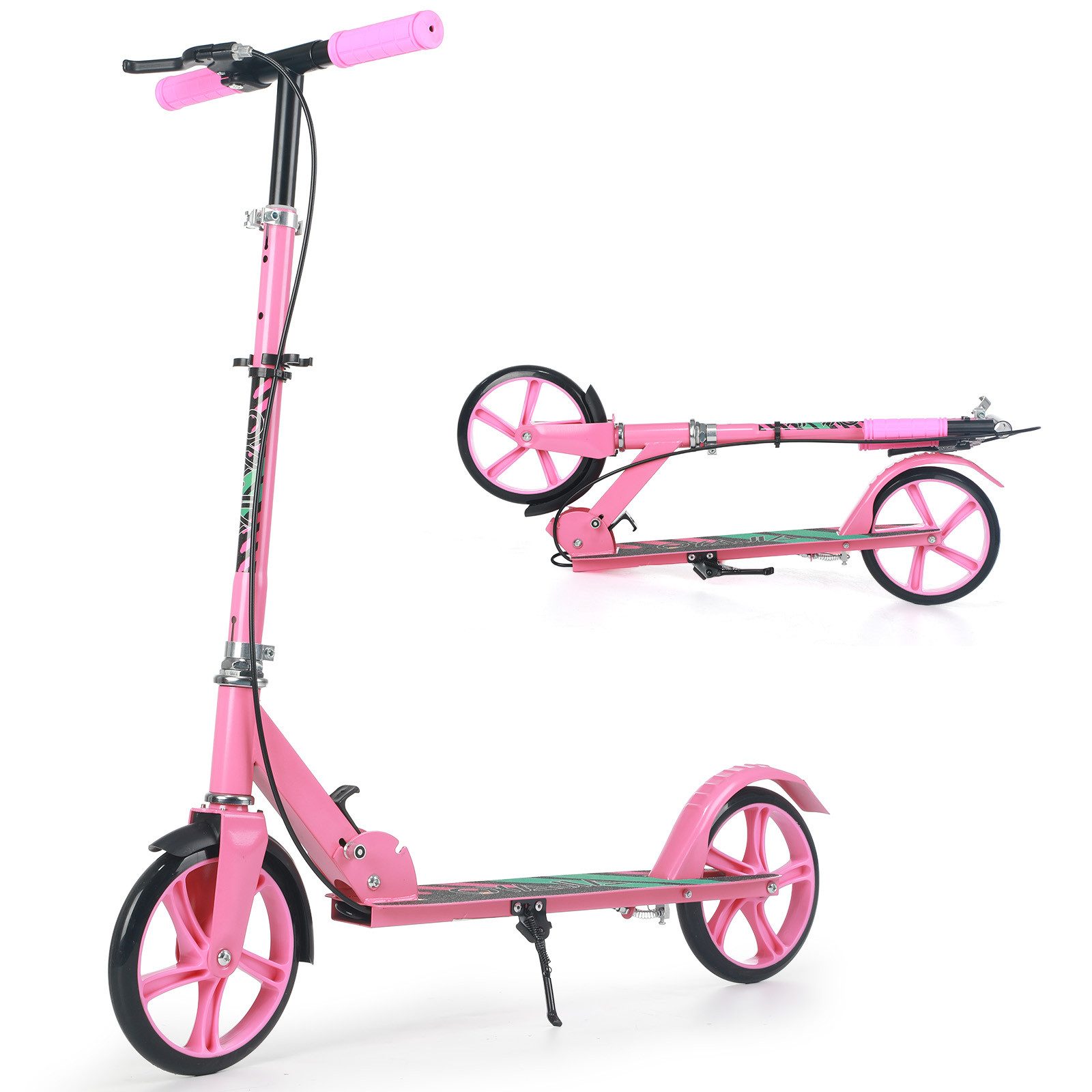 oyajia Cityroller Tretroller Kickroller Cityroller Kinderroller Erwachsene Scooter, (Faltbar Tret-Roller höhenverstellbarer Cityroller), mit Klappfunktion, Kinderscooter mit PU Räder, 100kg belastbar