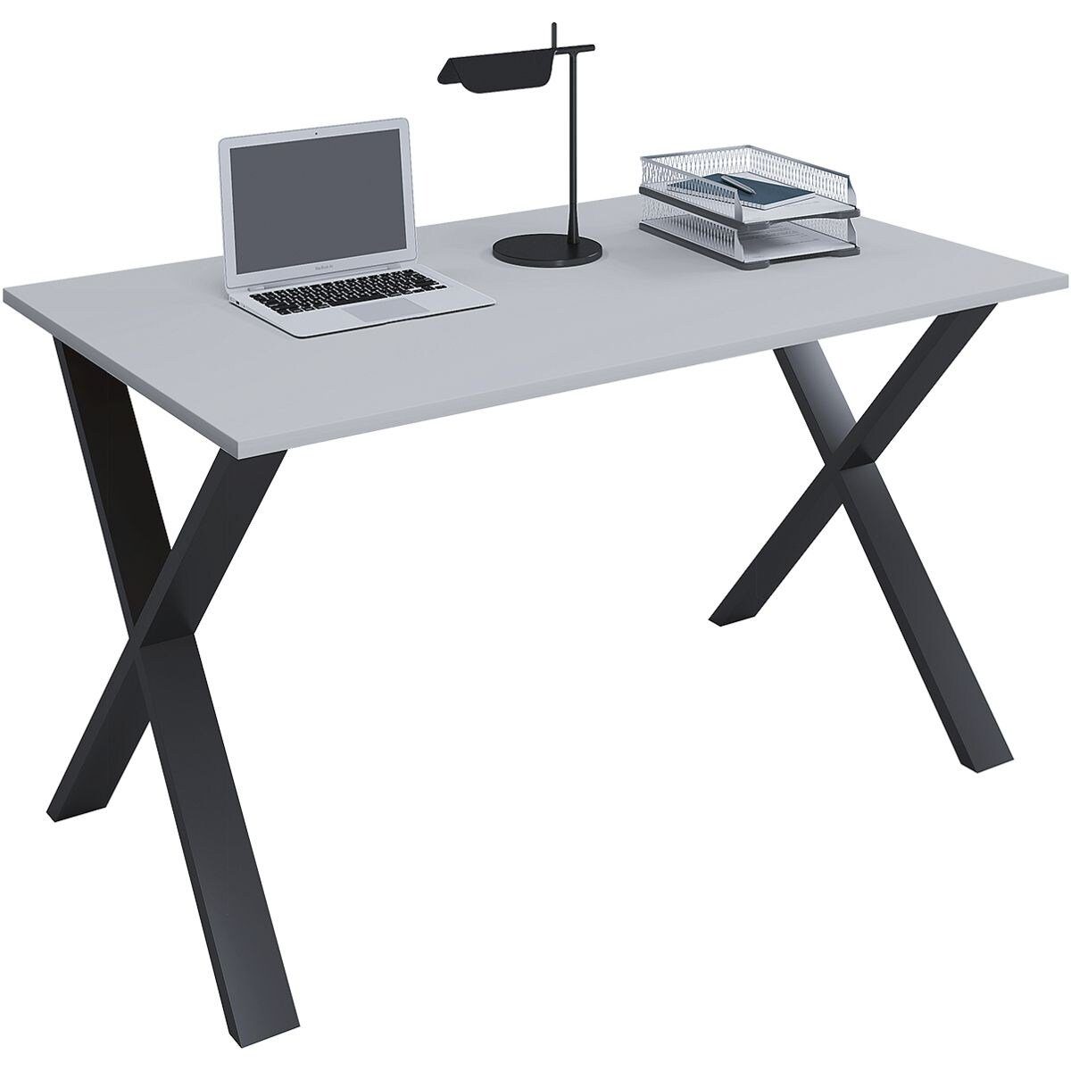 VCM Schreibtisch Lona, rechteckig, Tiefe 50 cm, X-Fuß schwarz grau/schwarz | Schreibtische