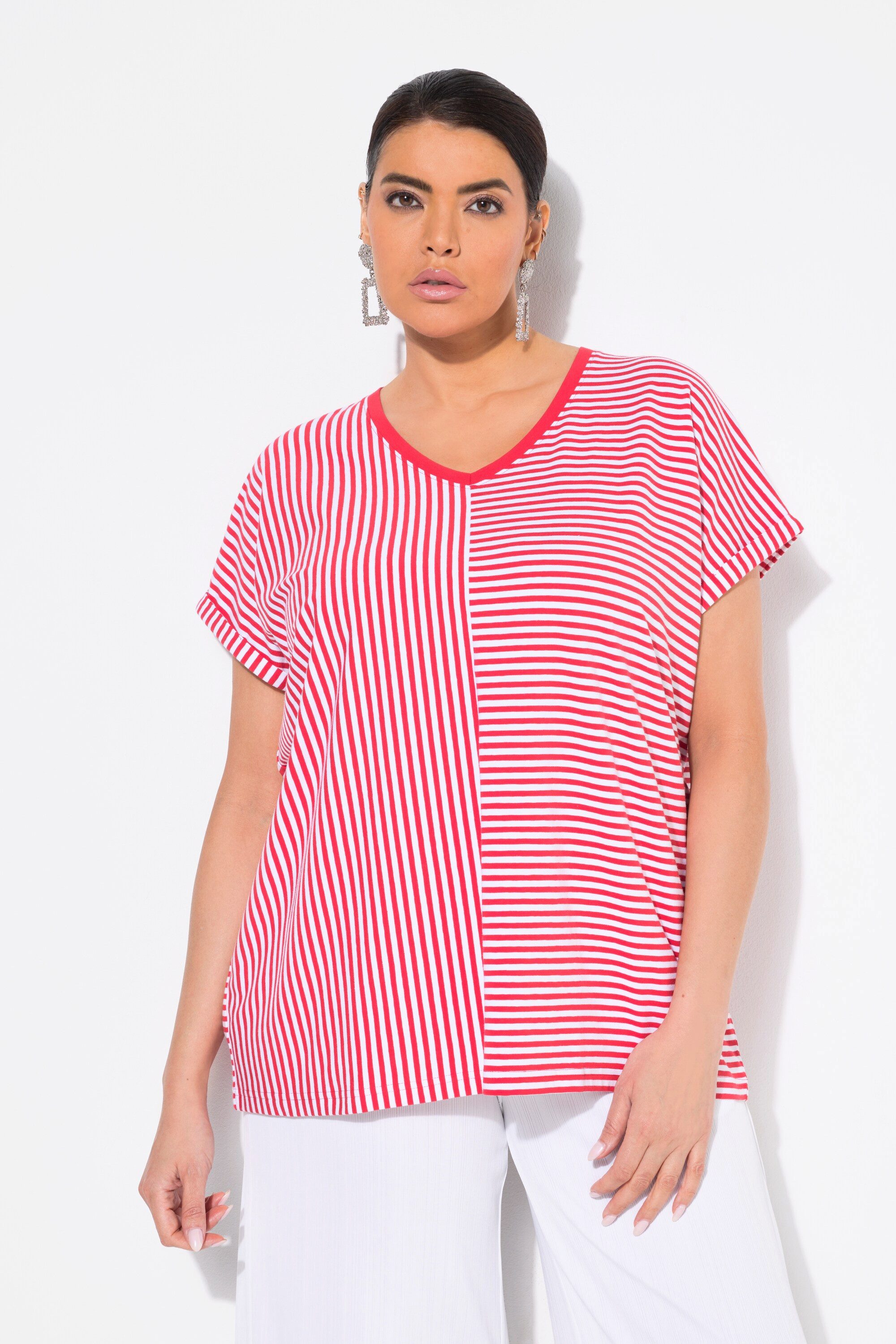 Ulla Popken T-Shirt Shirt Ringelmix Oversized günstig online kaufen