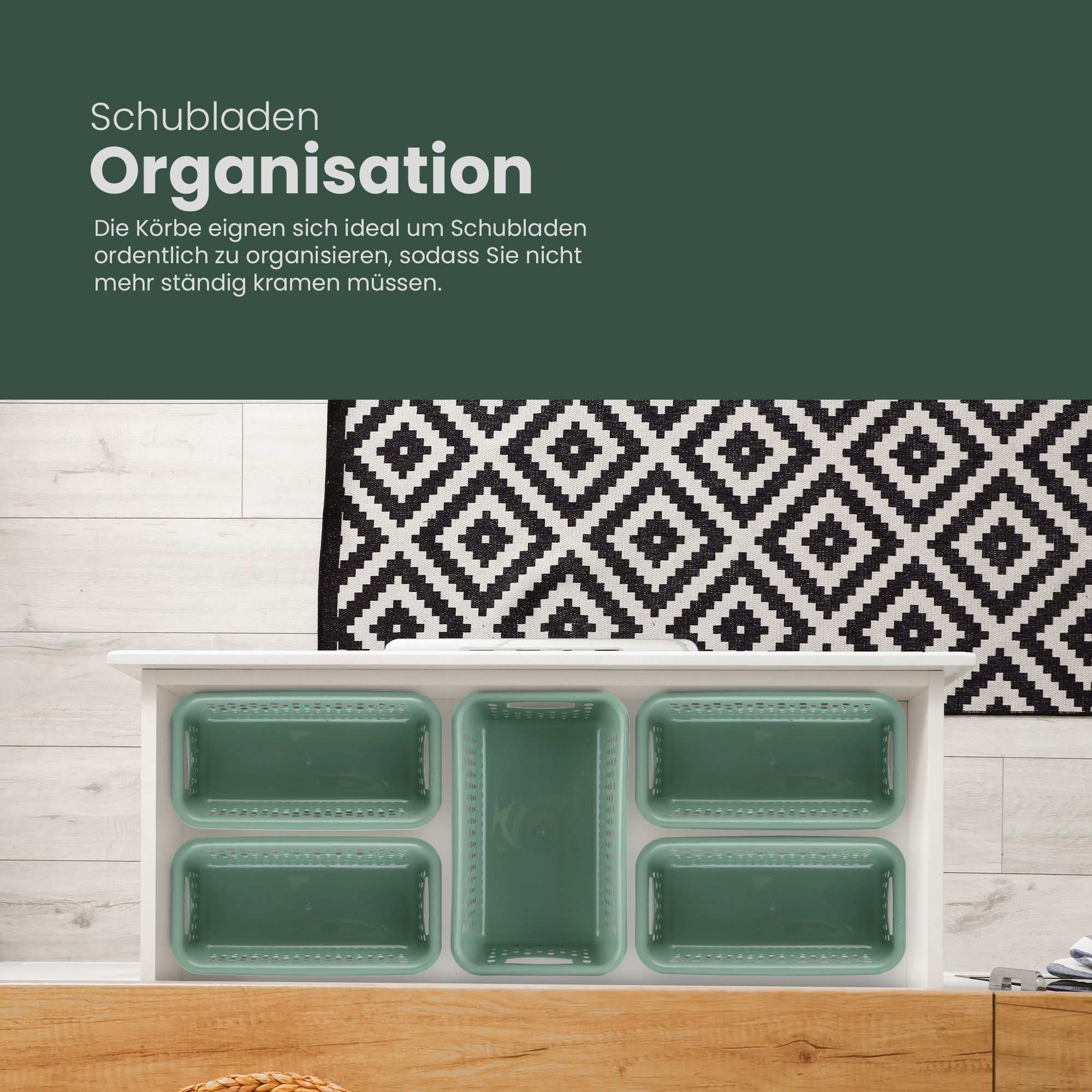 Pro Home Aufbewahrungskorb Modularer Kunststoffkorb Kunststoff Box (1 St), Aufbewahrungsbox mit Griffen - BPA-Frei - Organizer Körbchen Bad Küche
