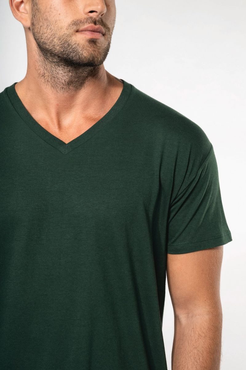 Kariban Rundhalsshirt Herren-T-Shirt Bio150 IC mit V-Ausschnitt