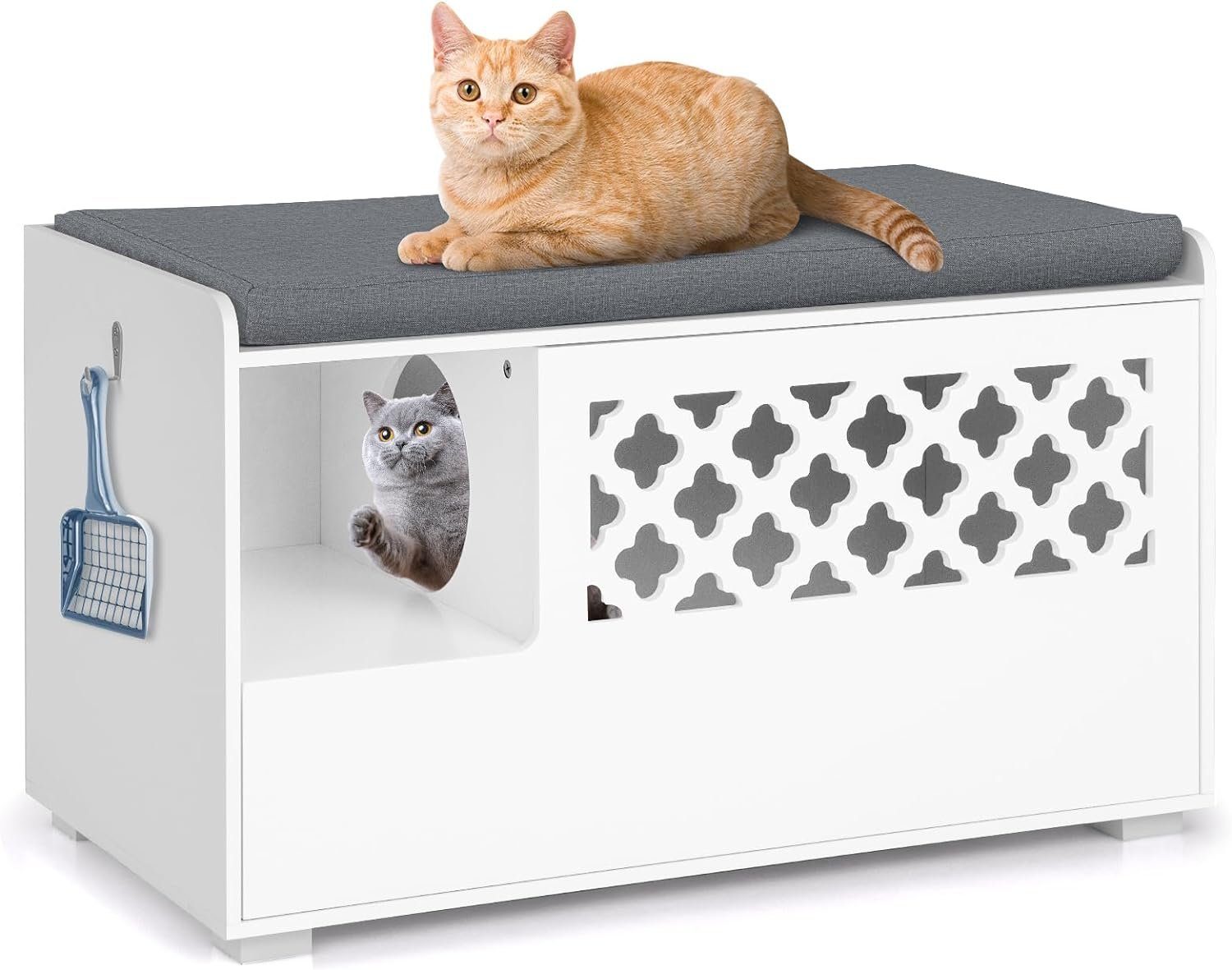 COSTWAY Tierhaus Katzenhaus, 4 in 1, als Beistelltisch
