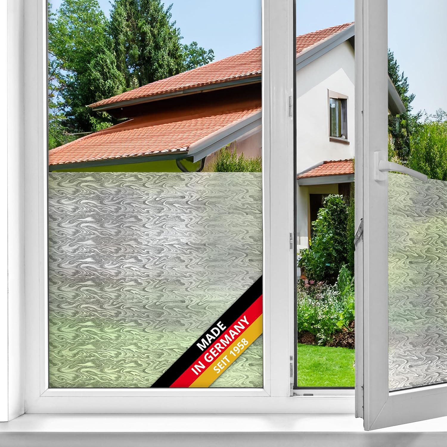 d-c-fix Fensterfolie Smoke - selbstklebende Sichtschutzfolie Deko Folie für Fenster innen, Leicht geprägt, Selbsthaftend, zuschneidbar und rückstandslos entfernbar
