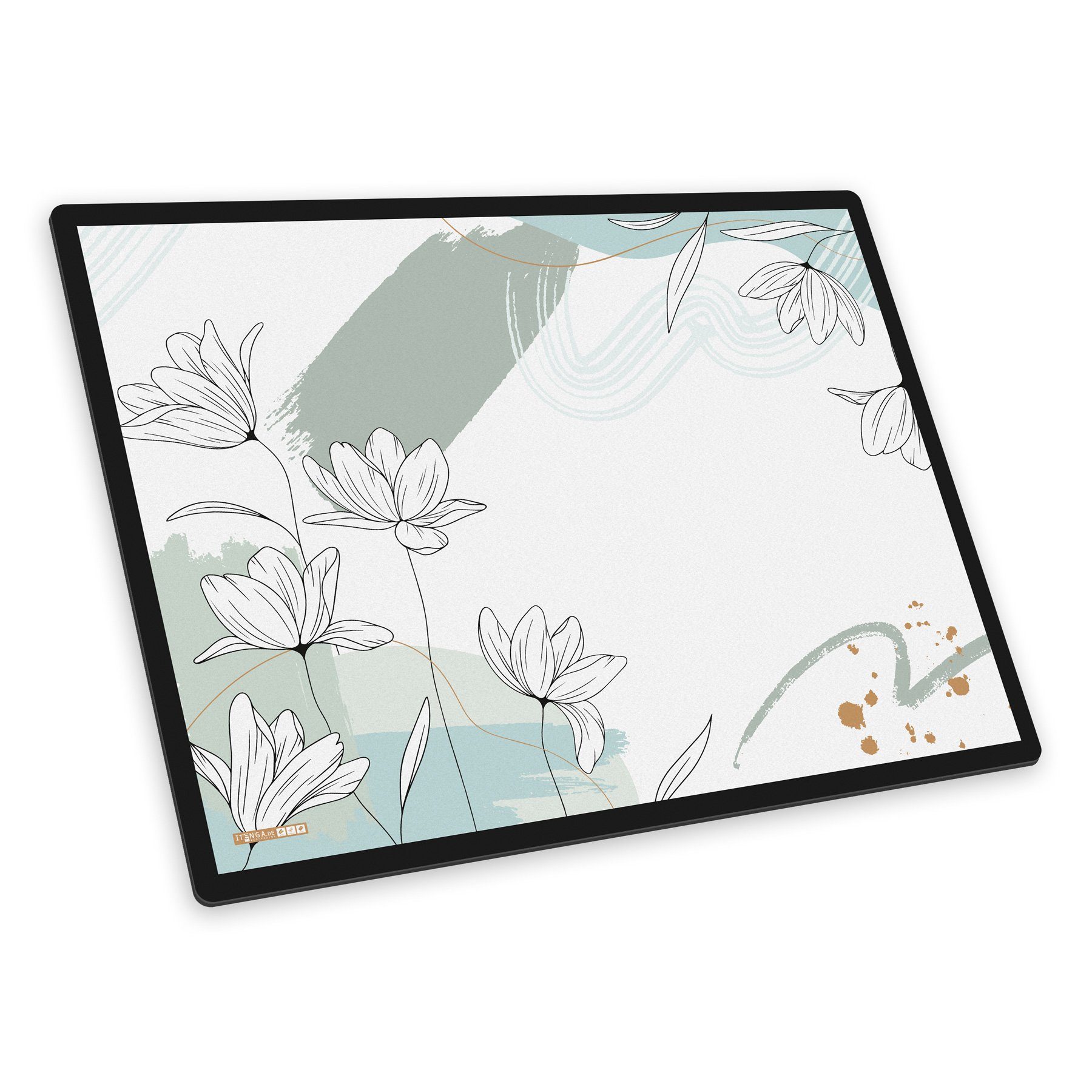 itenga Schreibtischunterlage itenga Schreibunterlage Motiv Blumenmuster Mint