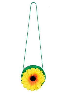Boland Kostüm Sonnenblumen Handtasche, Grüne Umhängetasche mit großer, greller Sonnenblume