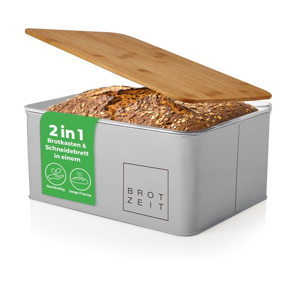 Lumaland Brotkasten Cuisine Brotkasten, Bambus/Holz, Brotdose aus Metall mit Bambus Крышки
