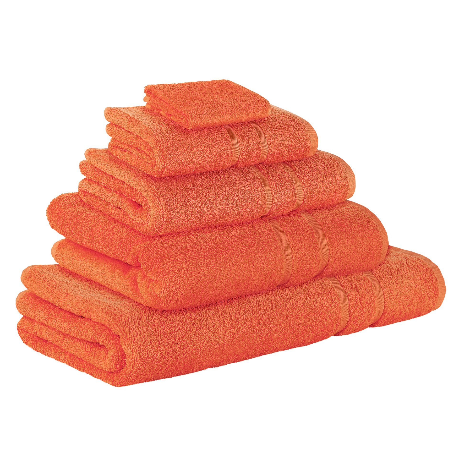 StickandShine Handtuch Set 1x Gästehandtuch 1x Handtuch 1x Duschtuch 1x Badetuch 1x Saunatuch als SET in verschiedenen Farben (5 Teilig) 100% Baumwolle 500 GSM Frottee 5er Handtuch Pack, 100% Baumwolle 500 GSM Orange