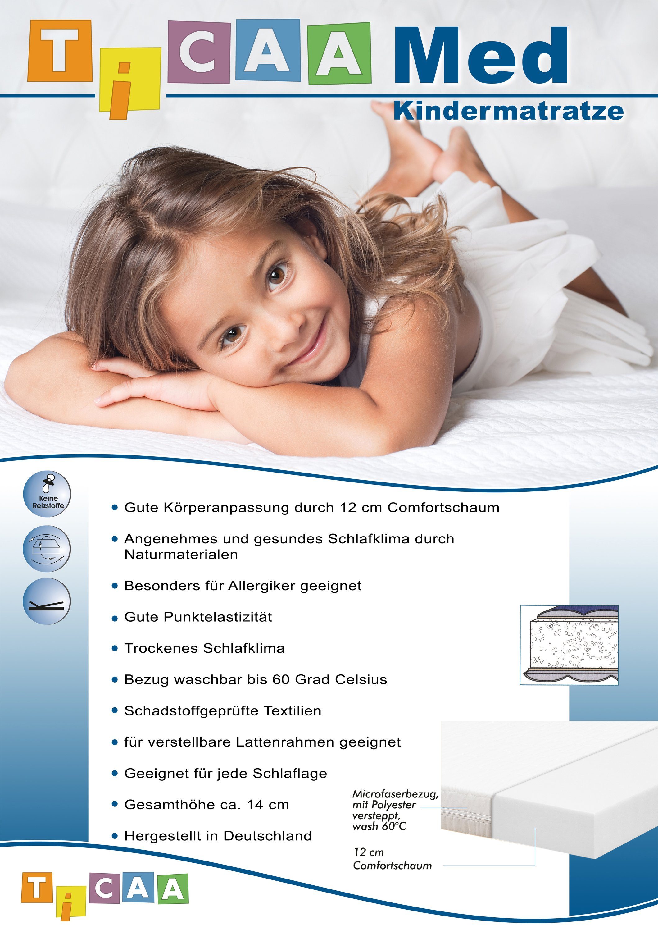 Kindermatratze Kindermatratze MedAllergen Comfort, Ticaa, 14 cm hoch