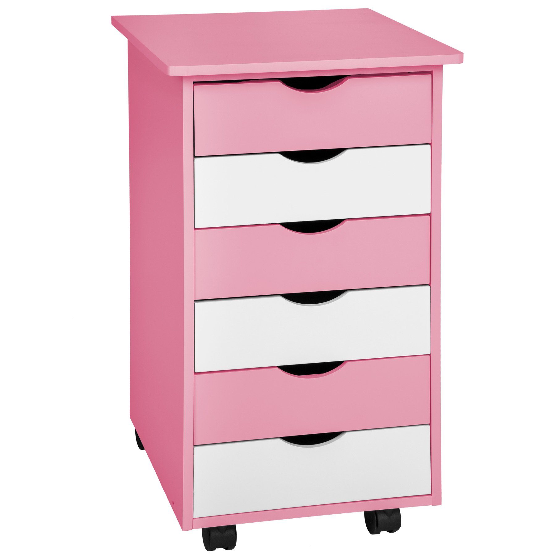 tectake Rollcontainer Rollcontainer Holz rosa 65x36x40cm aus