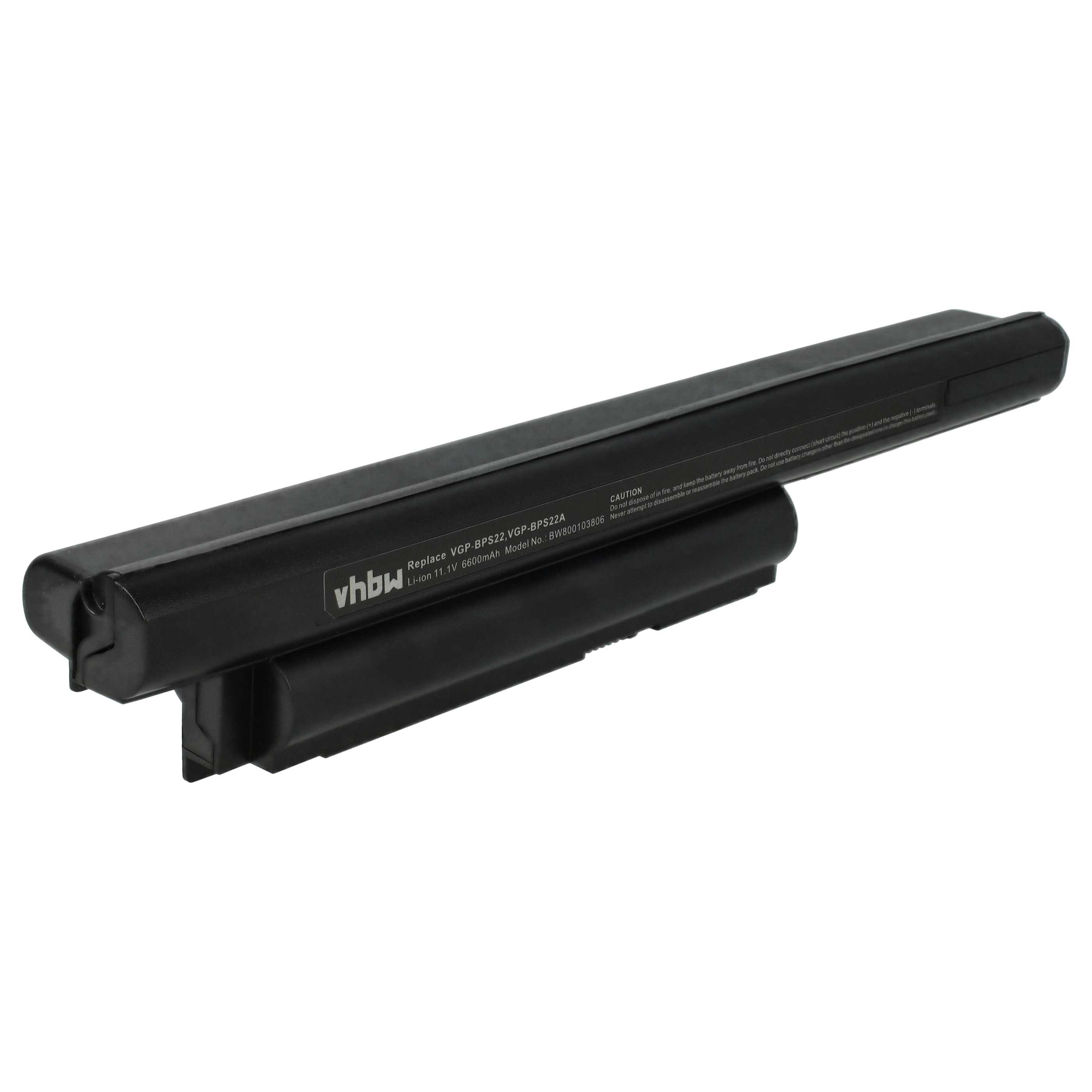 vhbw Akku passend für Sony Vaio VPC-EA18EC/W, VPCEA18EC, VPC-EA18EC/L, Laptop-Akku Akku Li-Ion 6600 mAh (11,1 V, 1 St), Leistungsfähiger Austausch-Akku für Notebook, Wiederaufladbar, Jede
