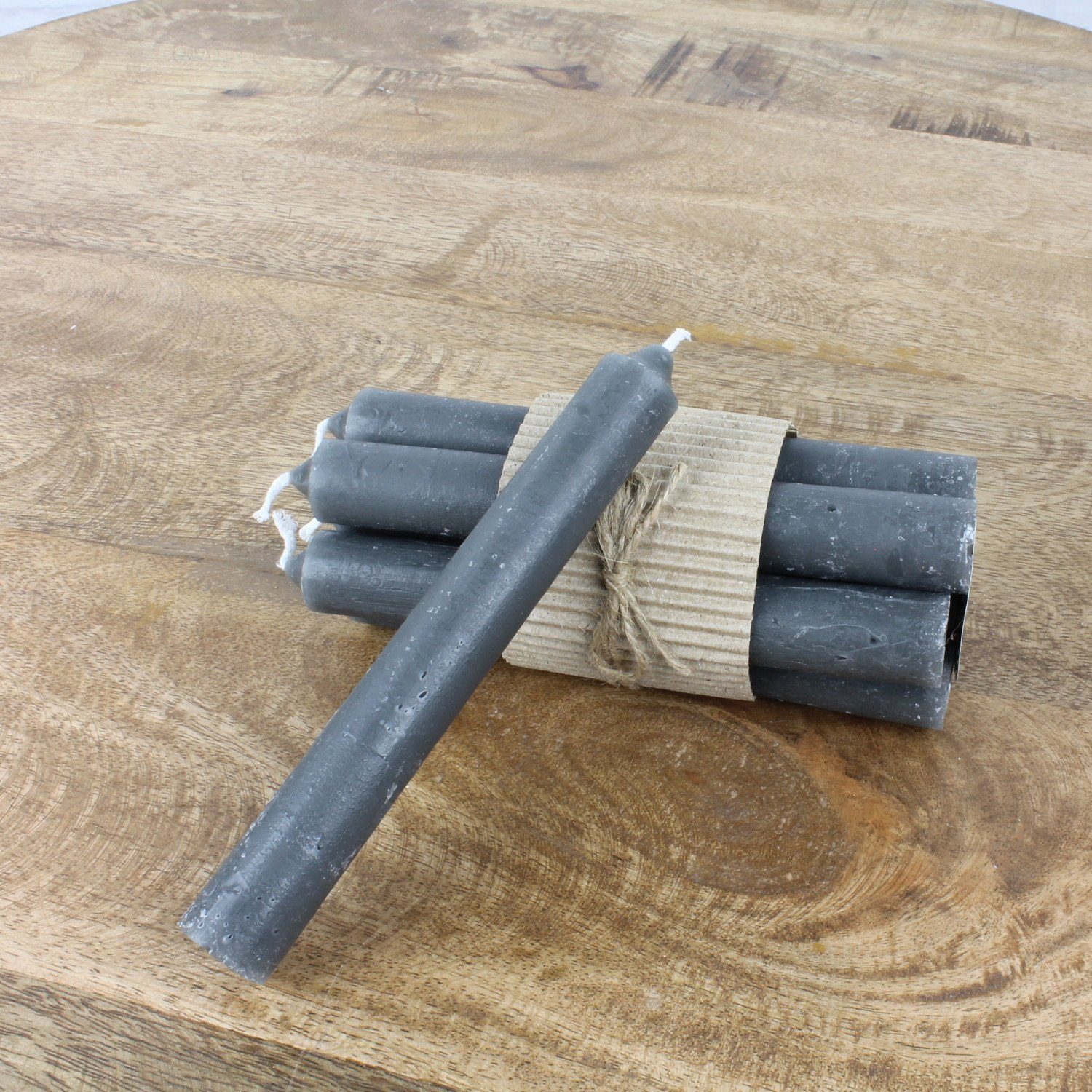 Macosa Home Tafelkerze Tafelkerzen Grau 12er Set 17 cm Wachskerzen Stabkerz günstig online kaufen