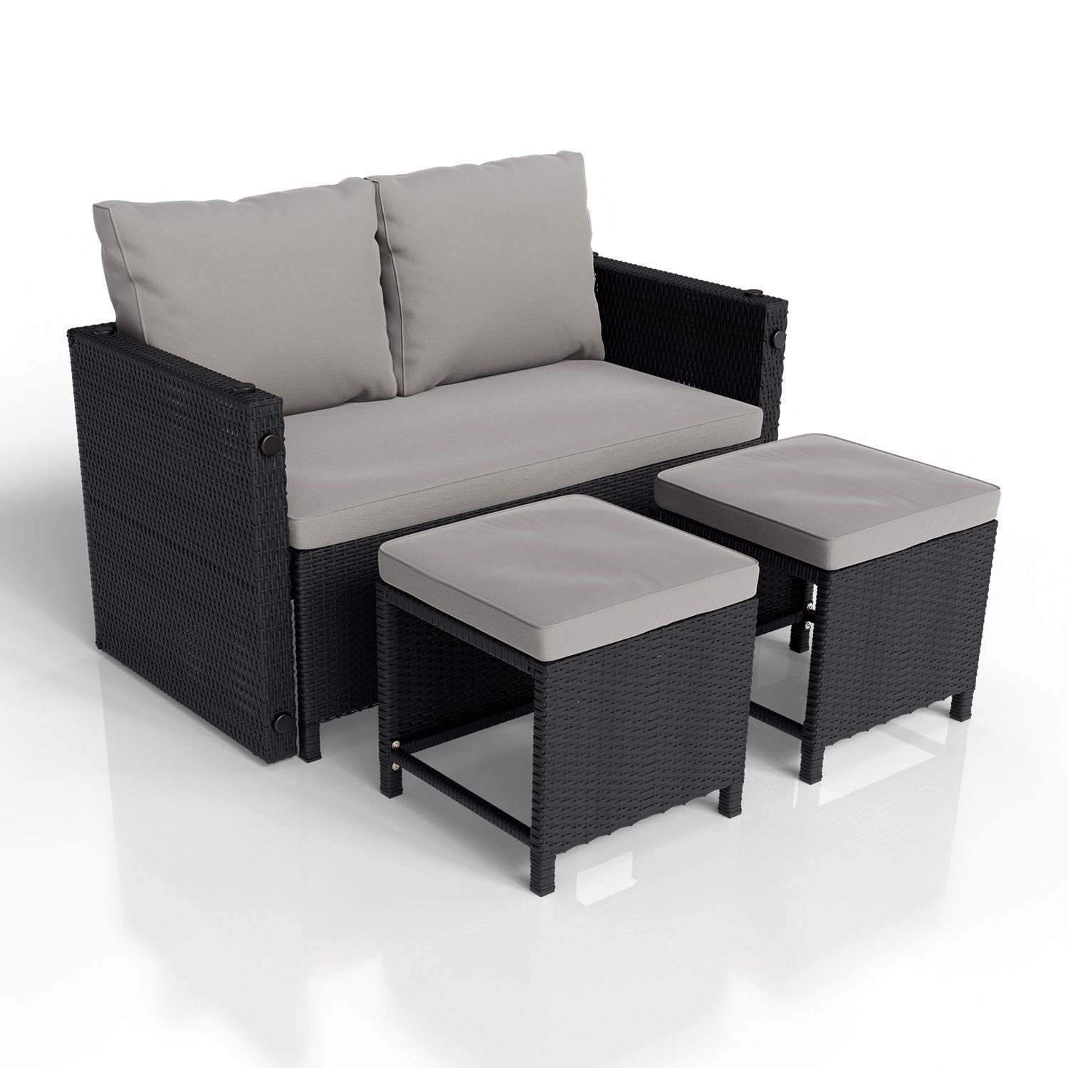 Juskys Gartenlounge-Set Jamaika, 2in1 Polyrattan Set, günstig online kaufen